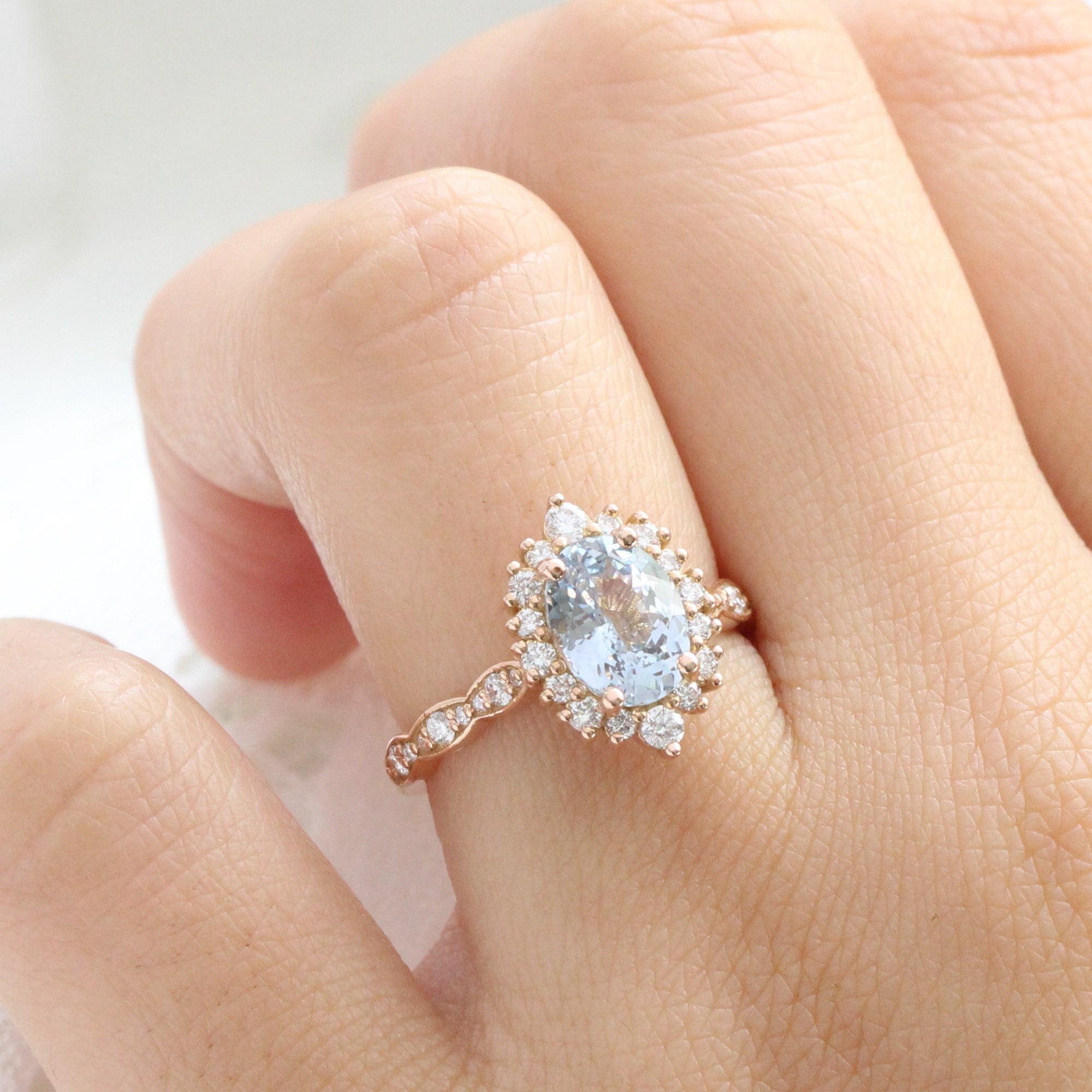 Aqua blue store diamond ring