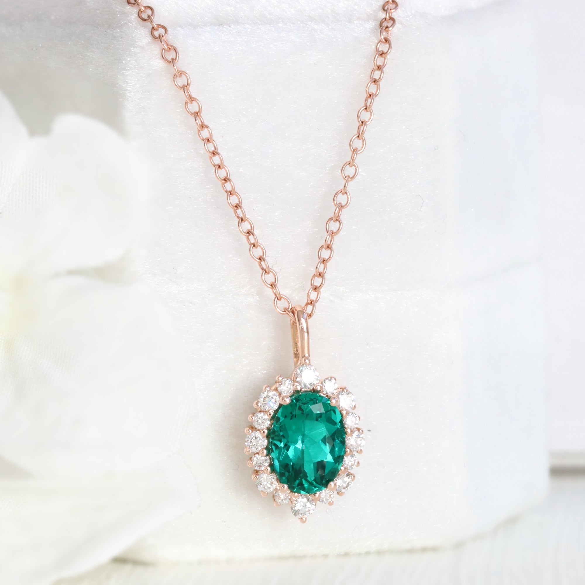 Rose gold 2025 emerald necklace