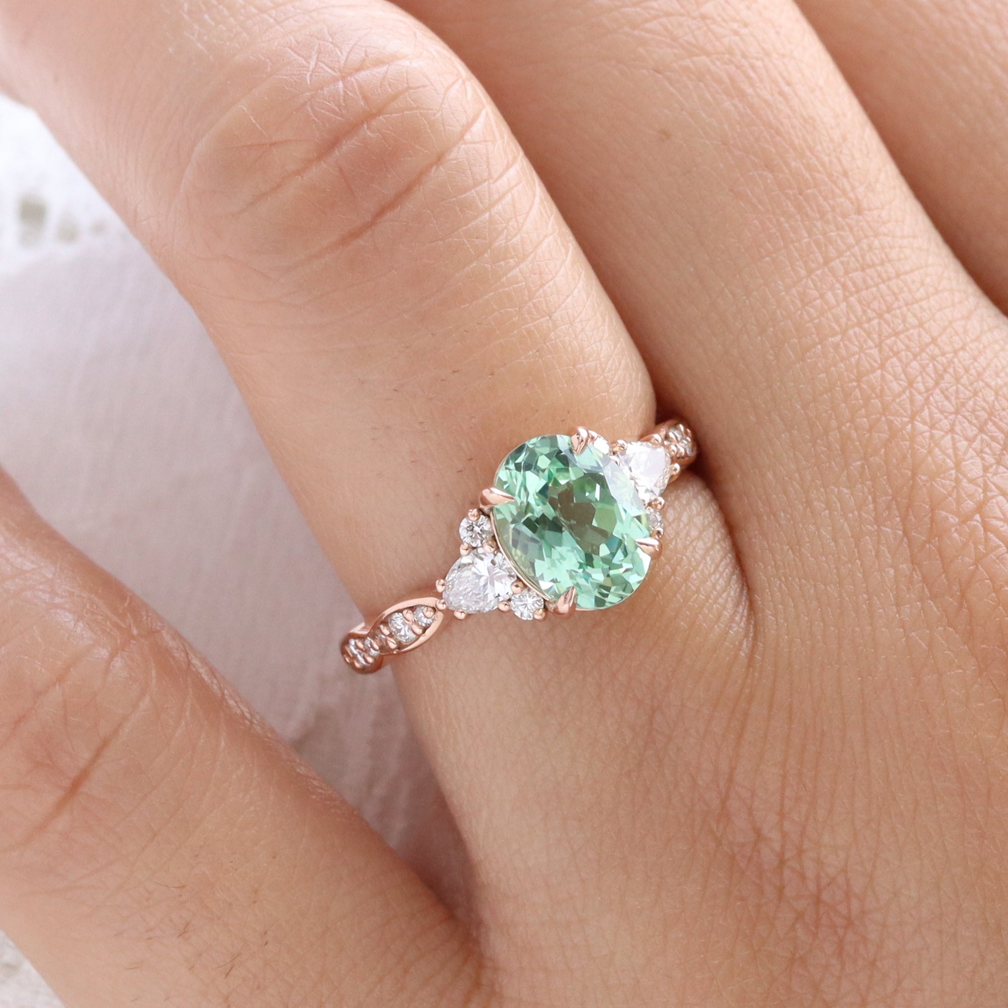 2.0Ct Pear Cut Blue Solitaire authentic with Accents Sapphire Wedding Engagement Anniversary Ring 18k Rose Gold Plated