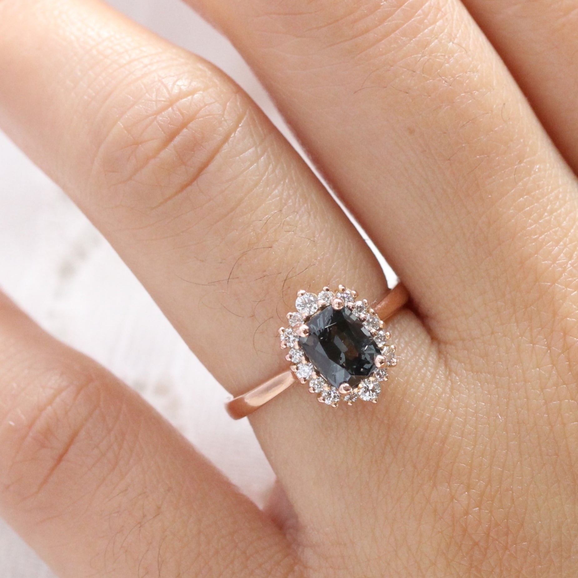 Cushion cut black hot sale diamond ring