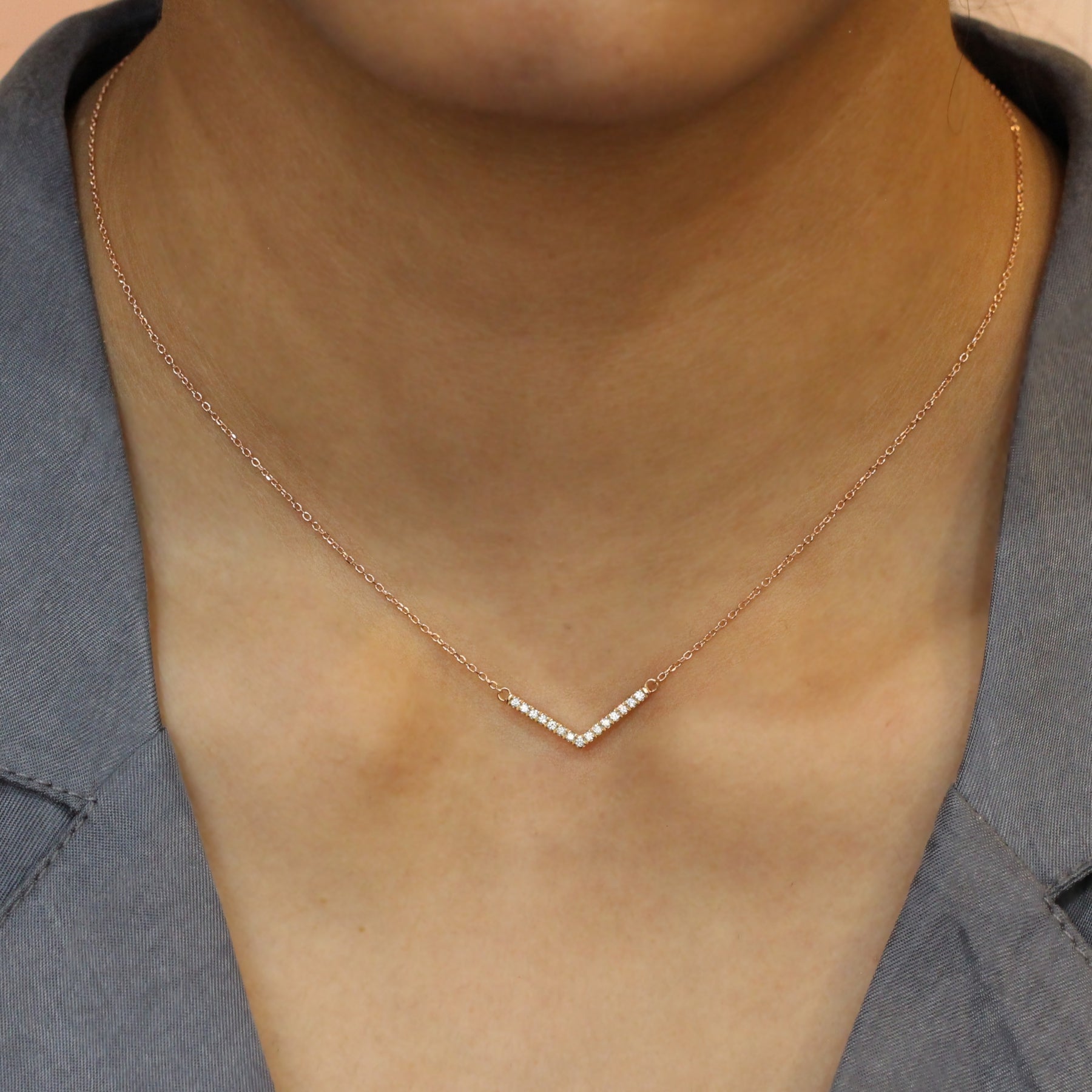 V shaped store diamond necklace