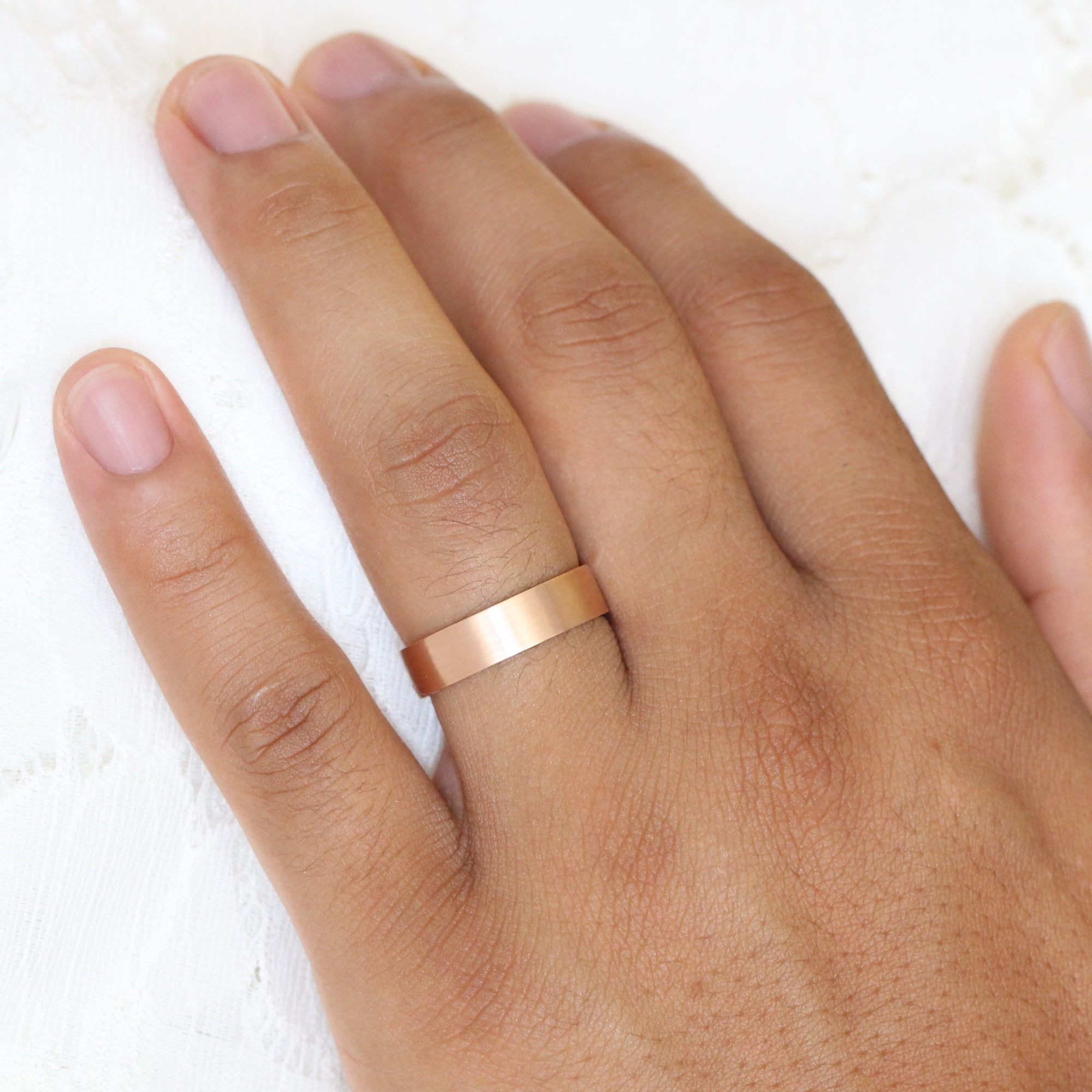 Plain rose gold hot sale wedding band