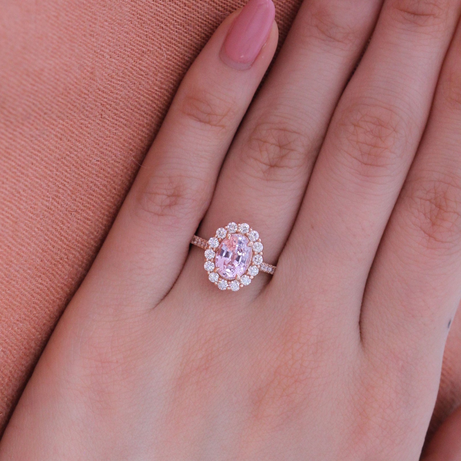 Soft Pink Sapphire and Diamond Engagement Ring or Signature Jewelry Piece
