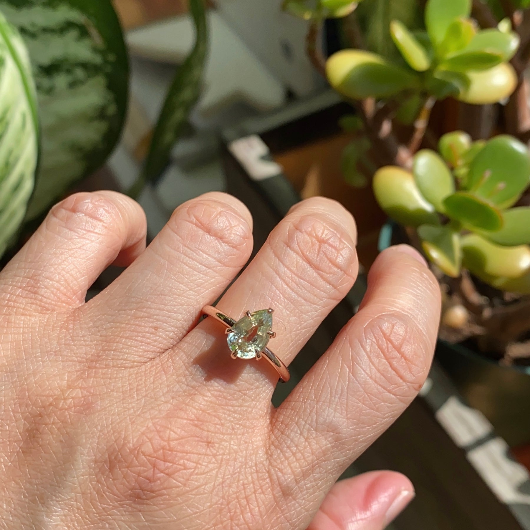 Mint green sapphire engagement shop ring