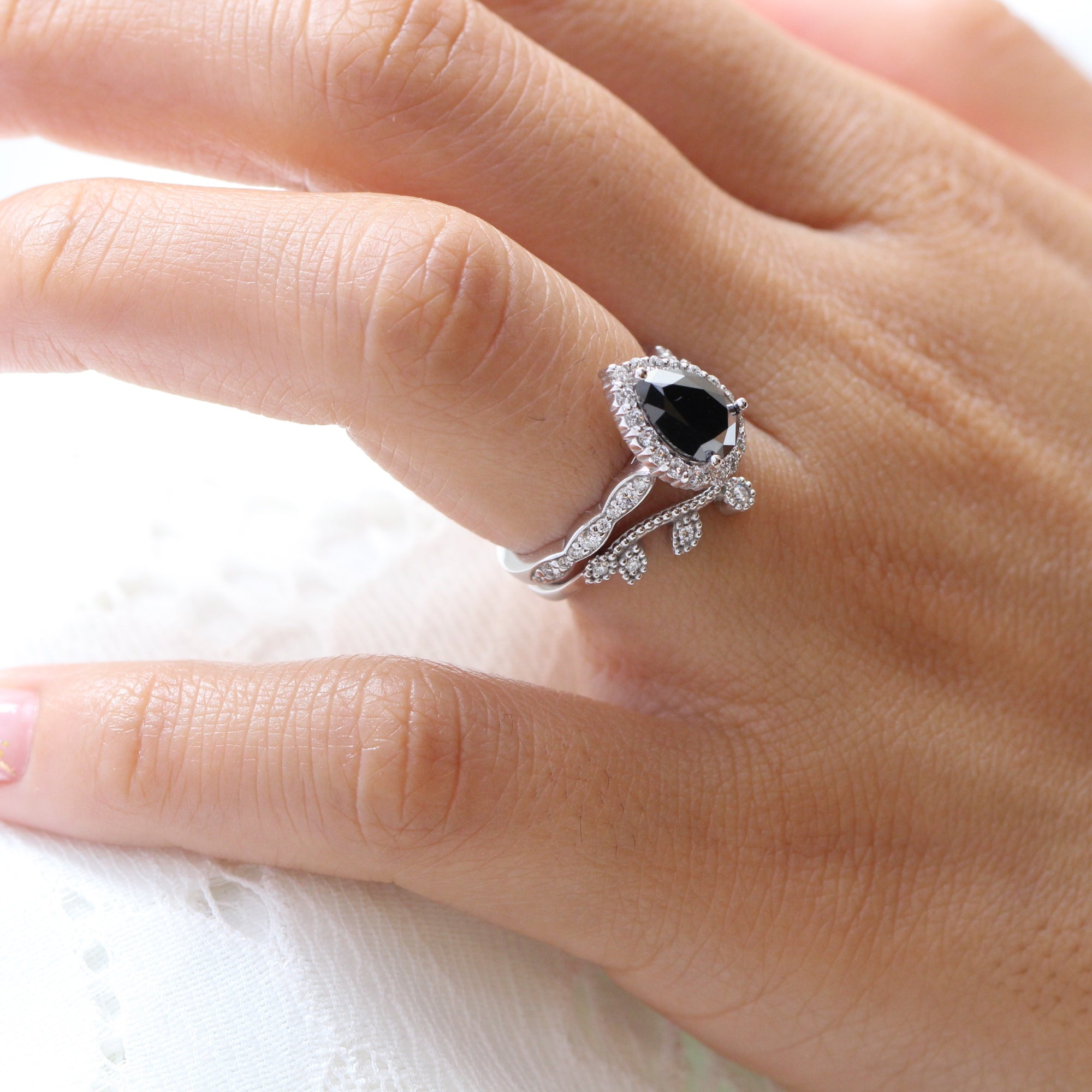 Black and deals white engagement ring