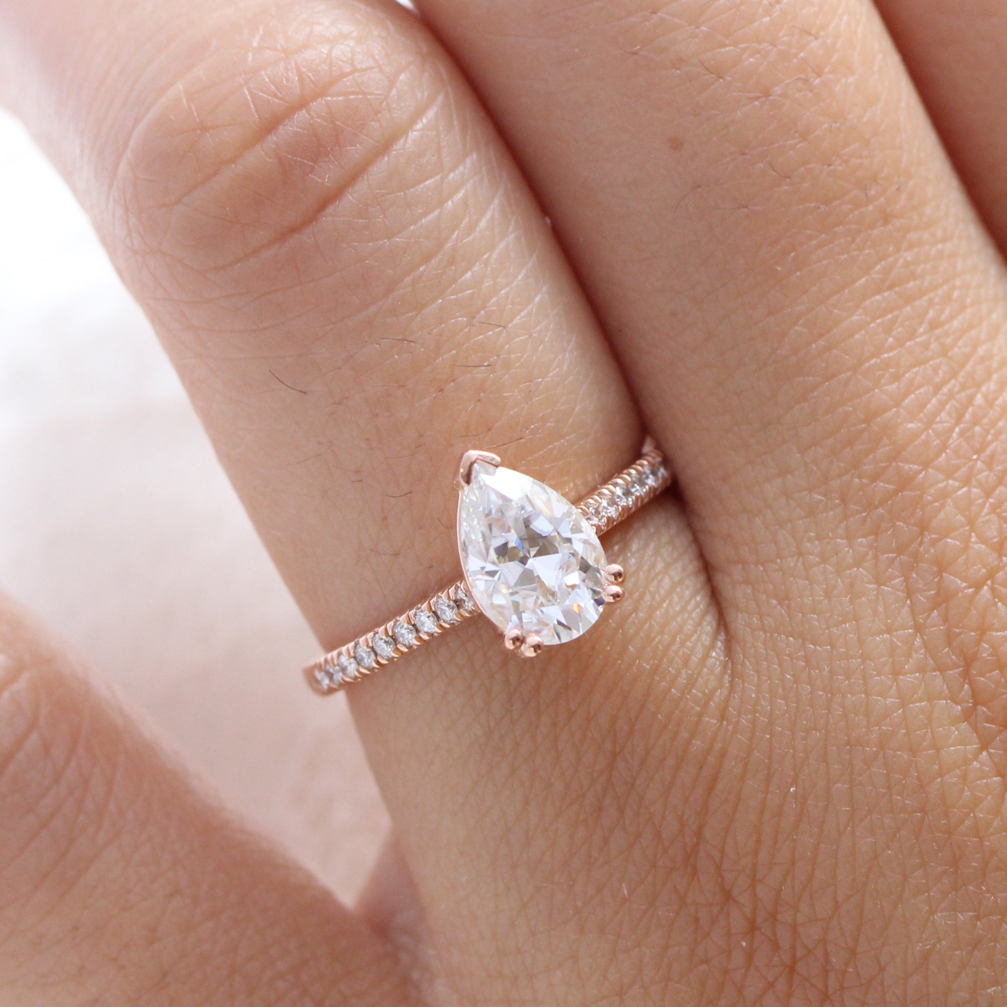 Rose gold deals moissanite engagement rings