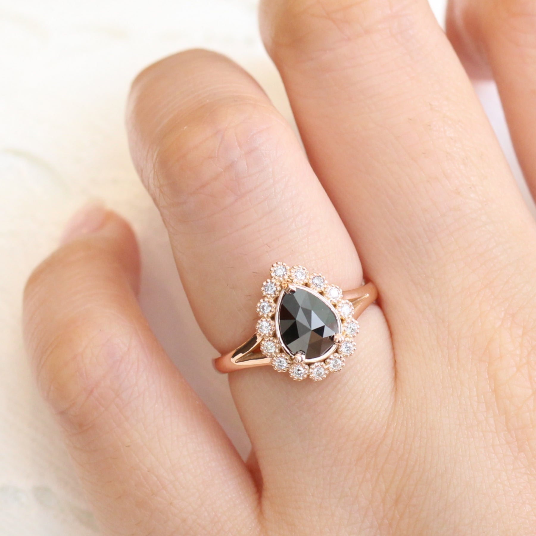Round Cut Star Halo Diamond Engagement Ring 14kt Rose Gold (Setting Price) by with Clarity