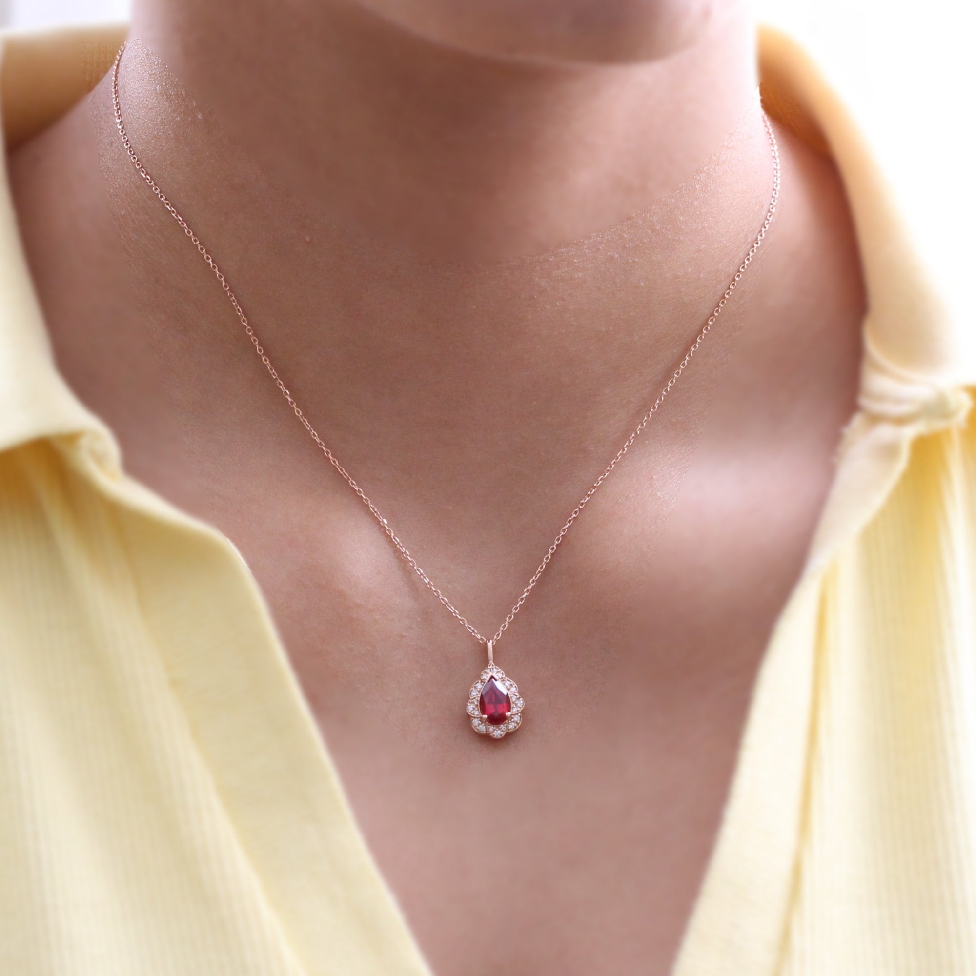 14 k Yellow Gold Ruby Pendant For Her At Best Price