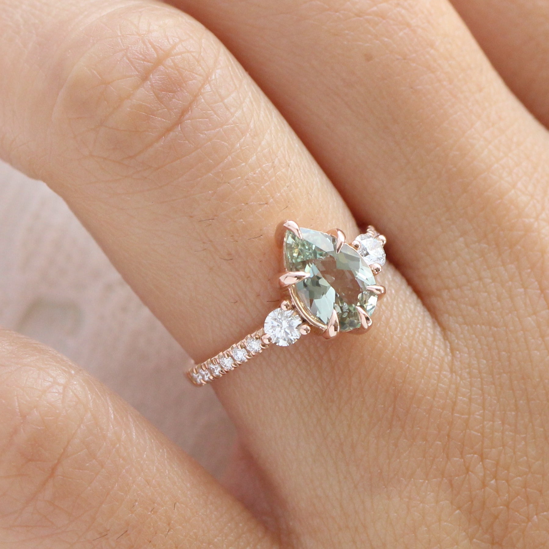 Mint sapphire deals engagement ring