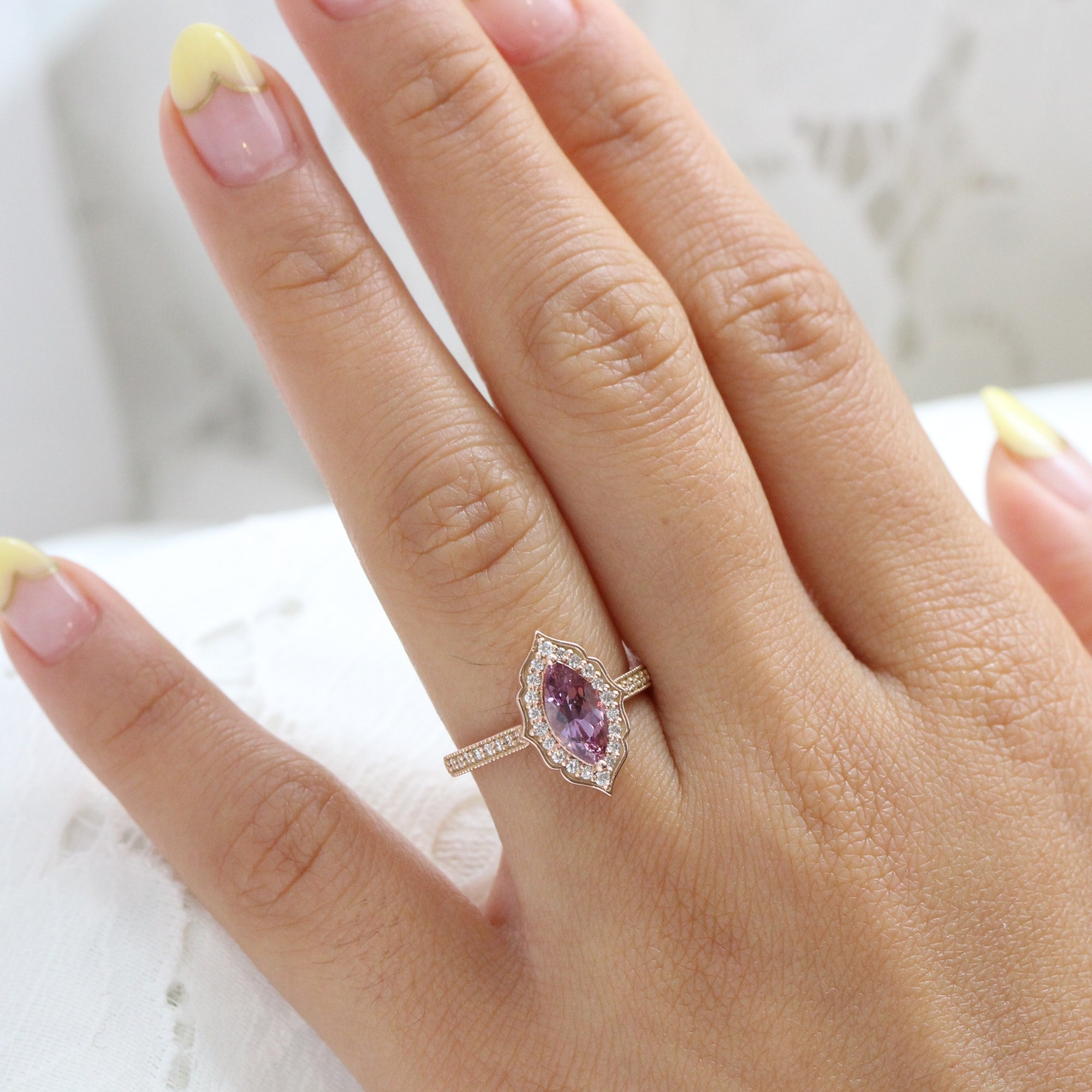 Pink stone engagement rings deals with diamonds