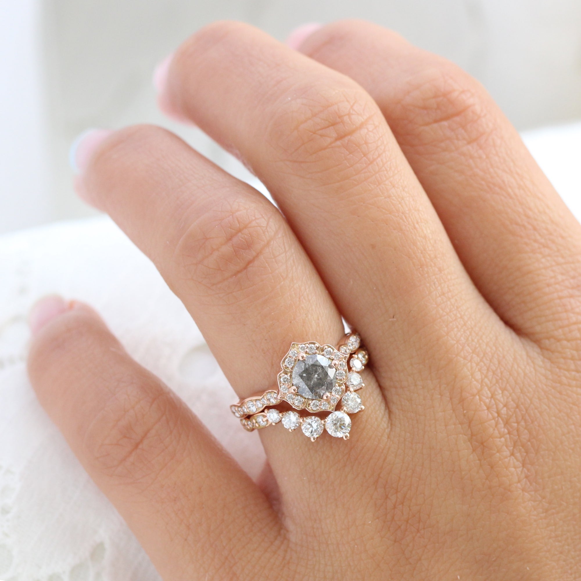 Diamond Wedding Ring For Women Unique Wedding Band Rose Gold Vintage C –  PENFINE