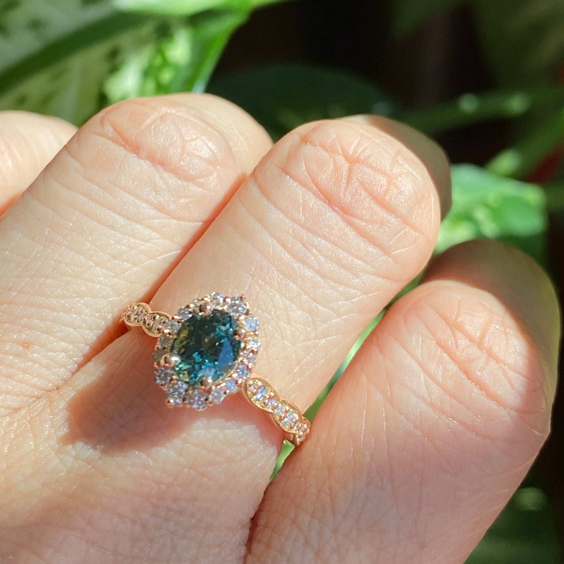 Teal green deals sapphire ring