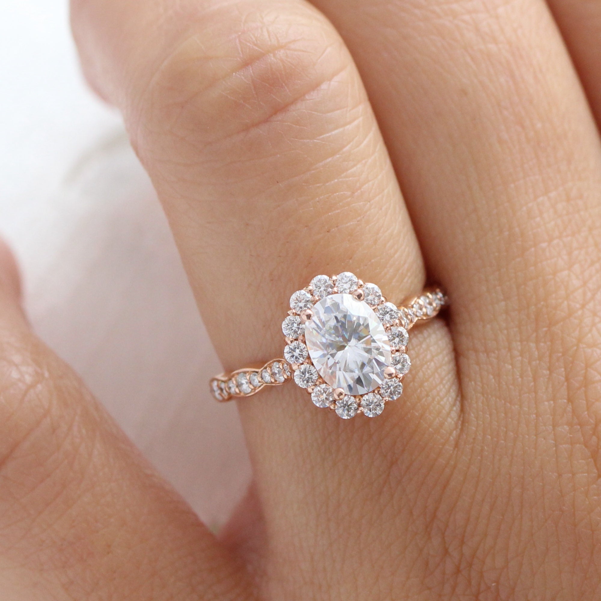 Scalloped band engagement deals ring