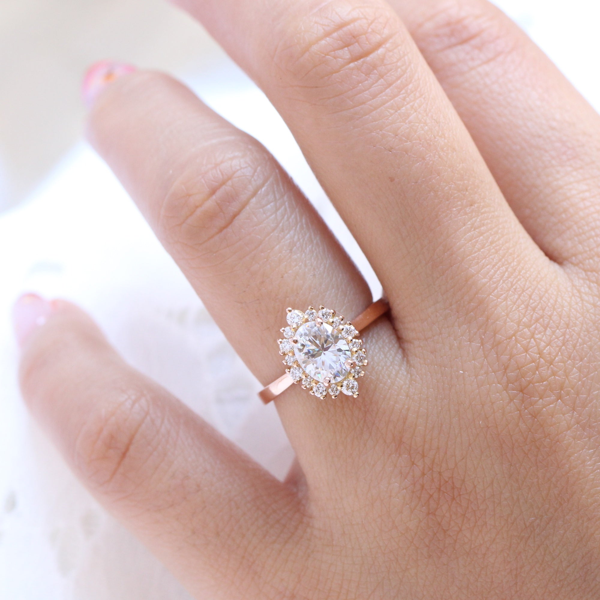 Cluster moissanite store ring