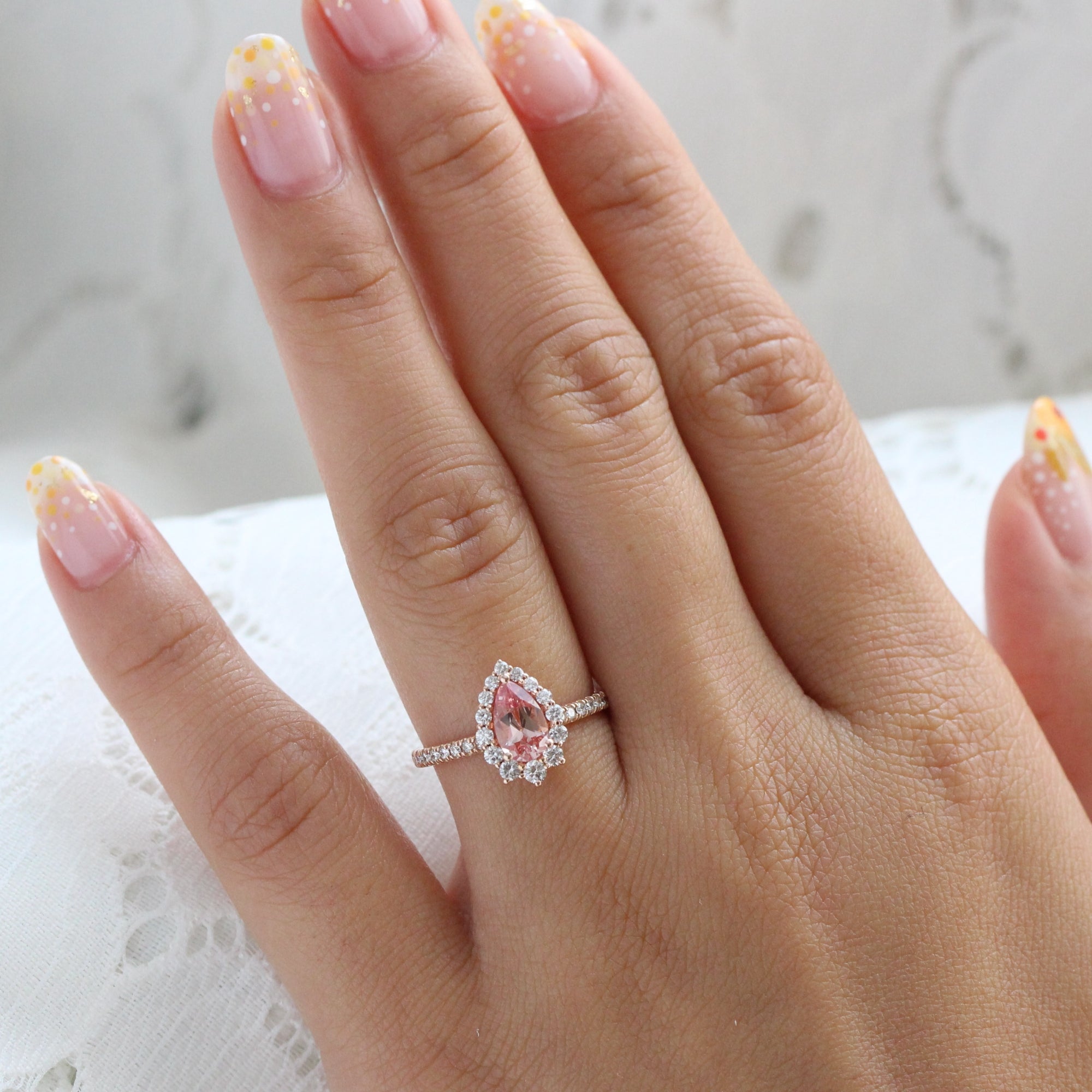 Peach sapphire sale solitaire ring