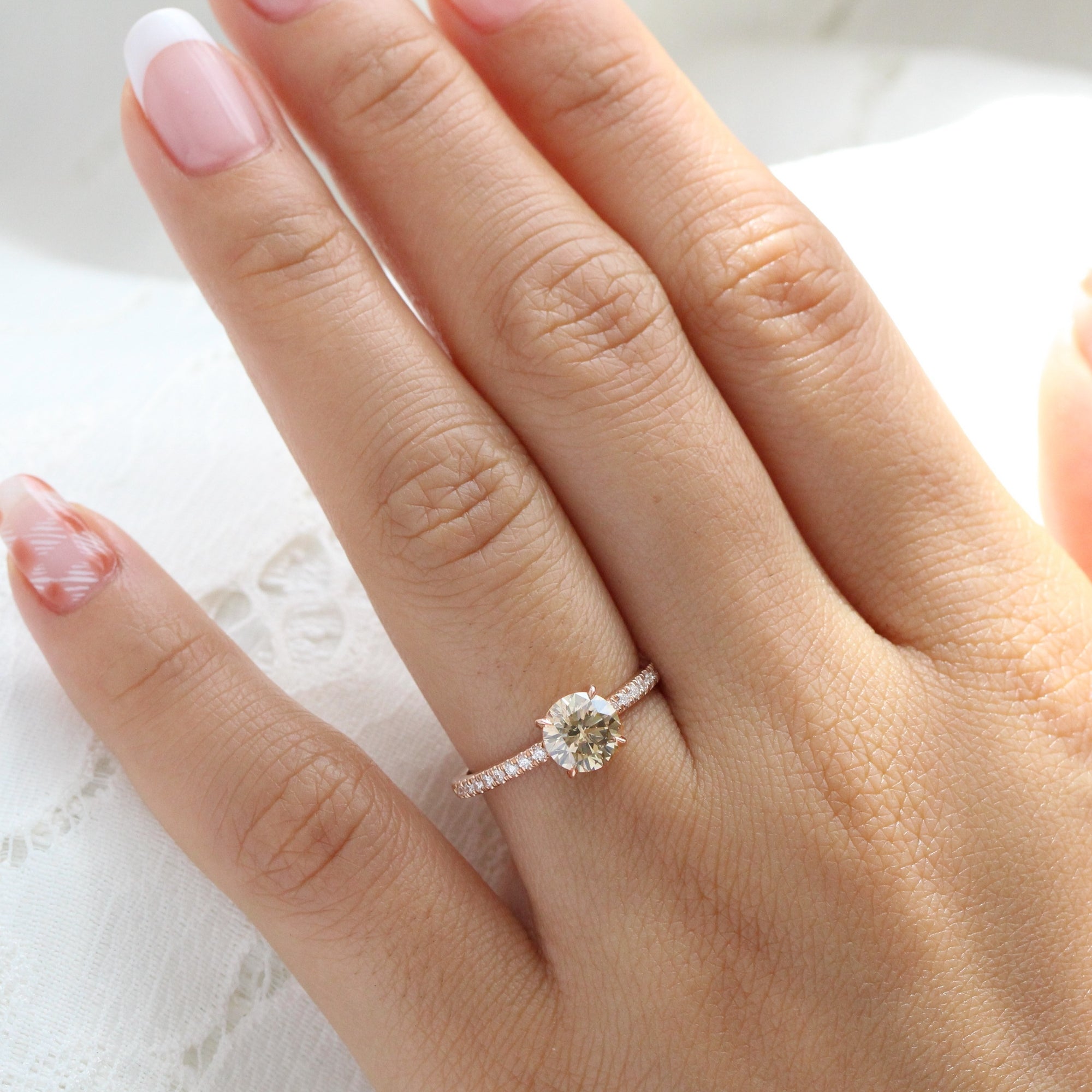 Round solitaire halo engagement on sale rings