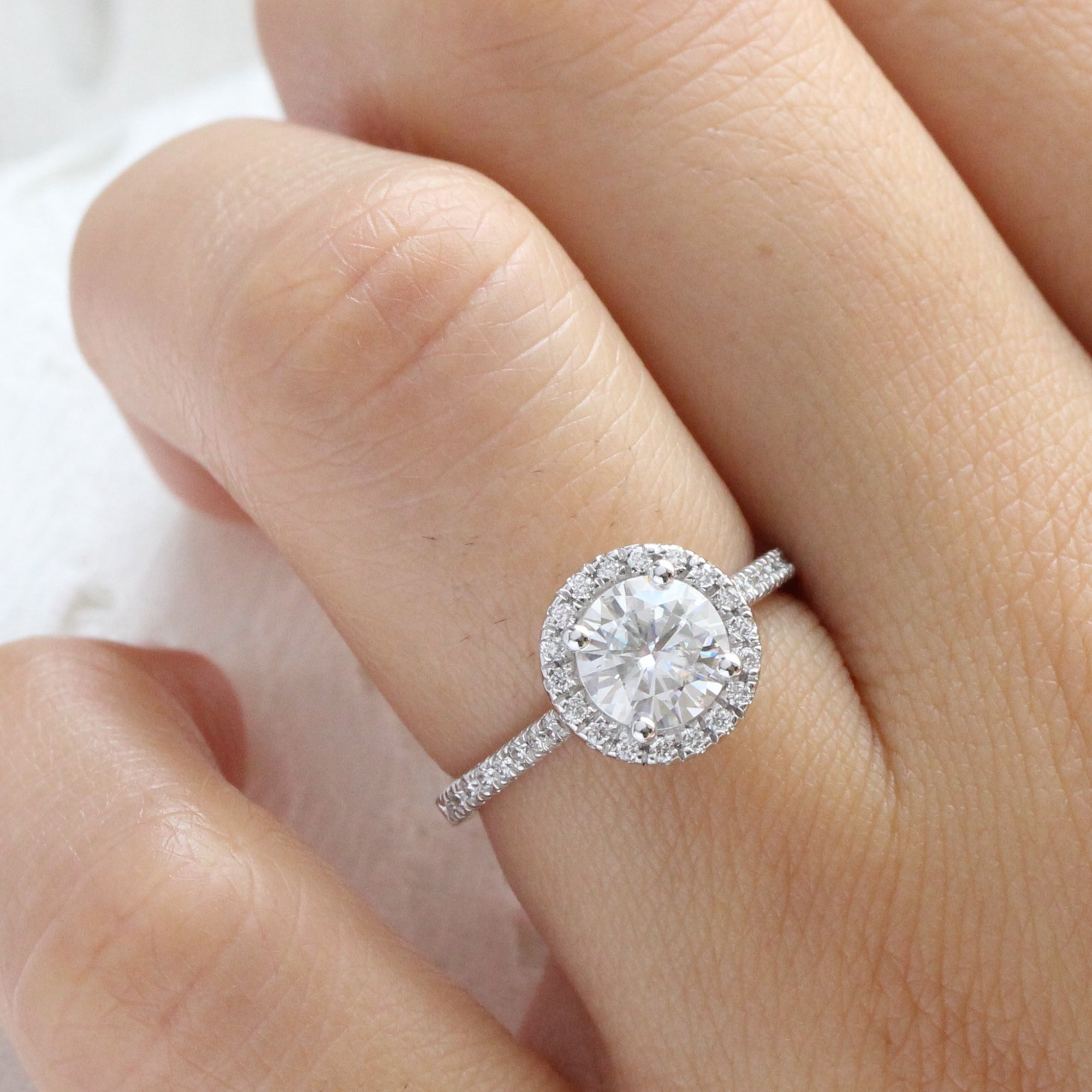 White gold and sales moissanite ring