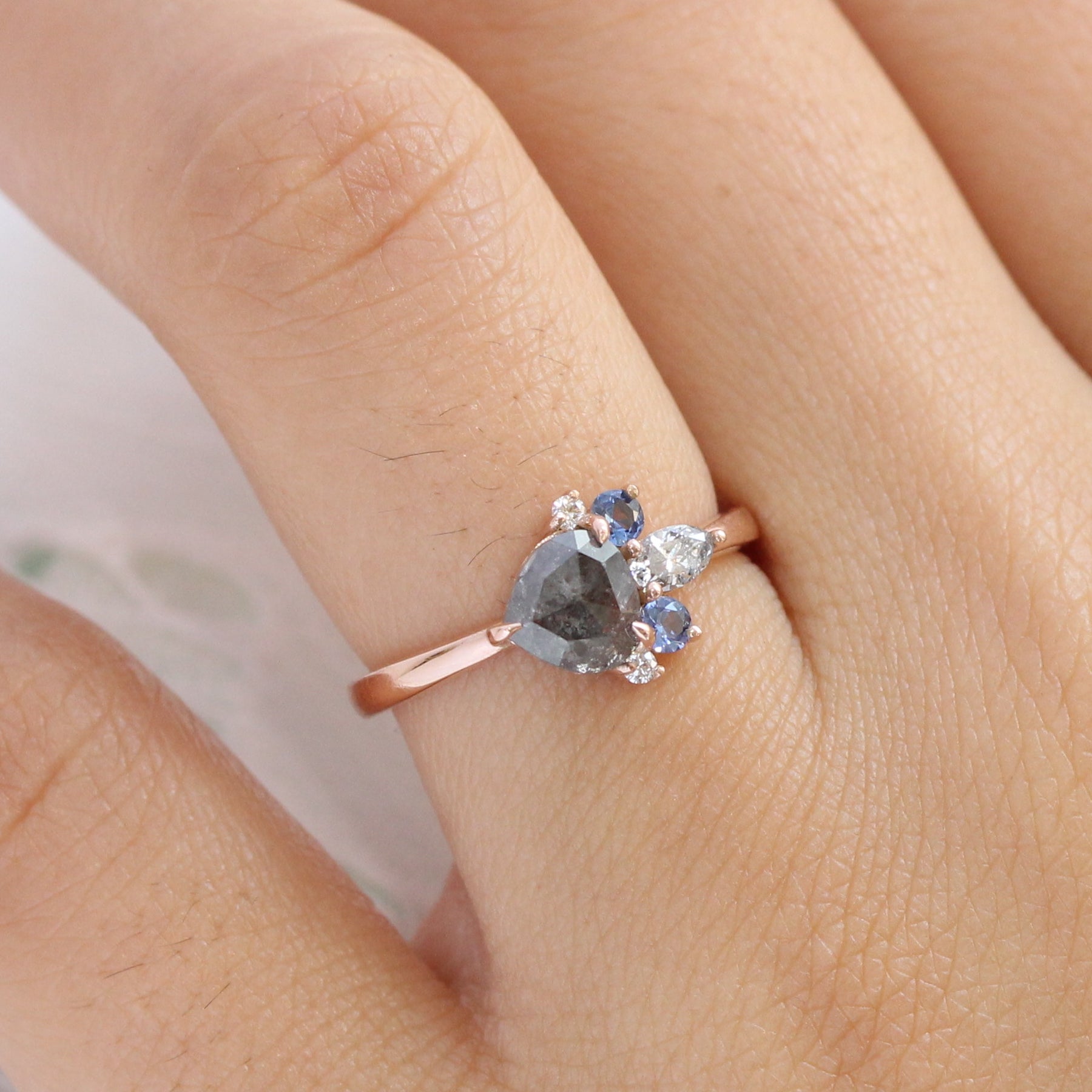 Grey sapphire sale engagement ring