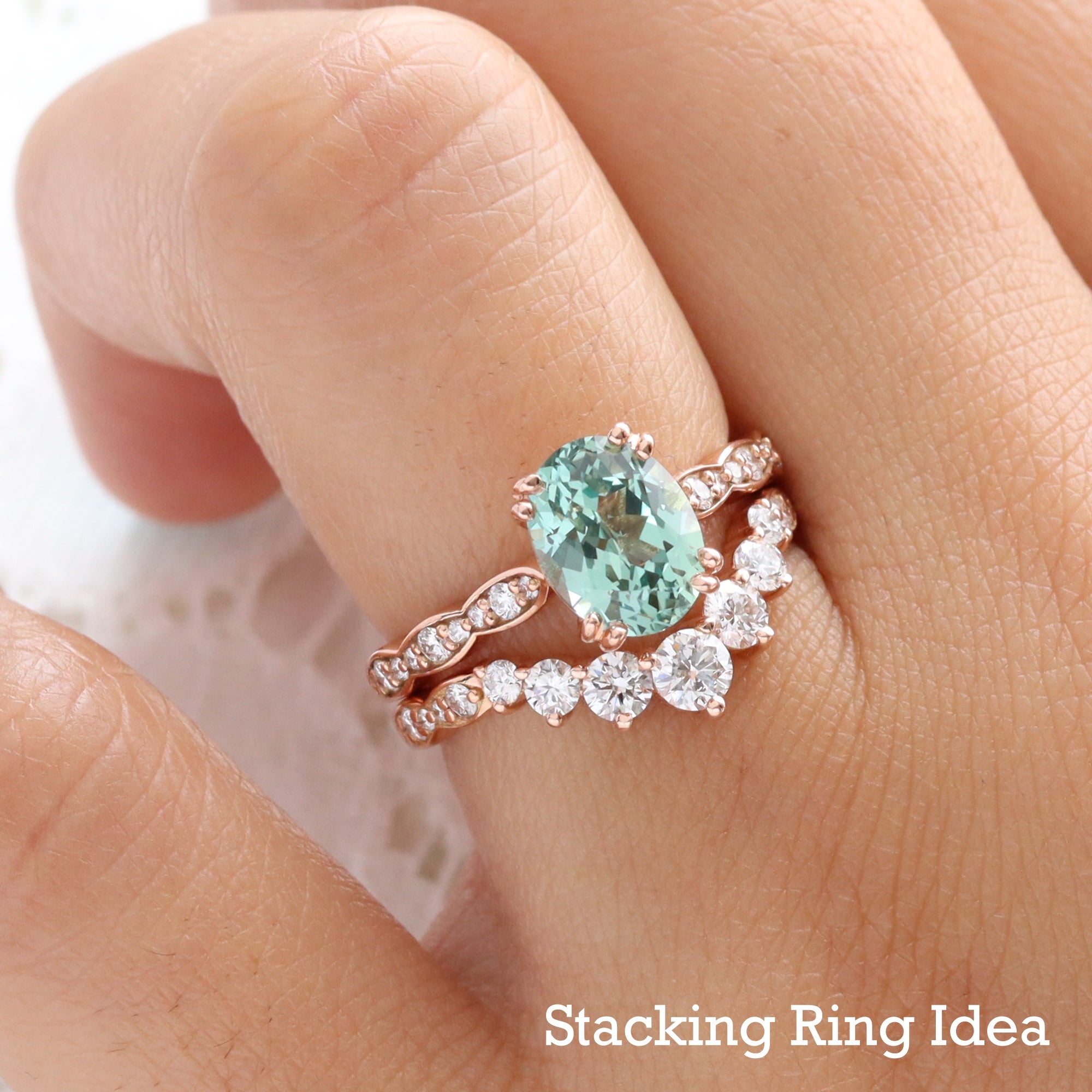 Gorgeous 5.08 Ct. Seafoam Green Spinel & Sim Diamond Engagement Ring Sz 8~.925SS shops