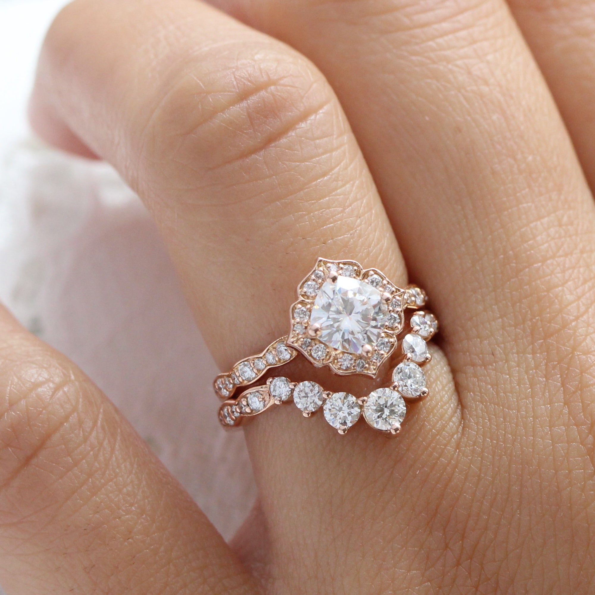 cushion morganite engagement ring rose gold vintage halo diamond ring la more design jewelry