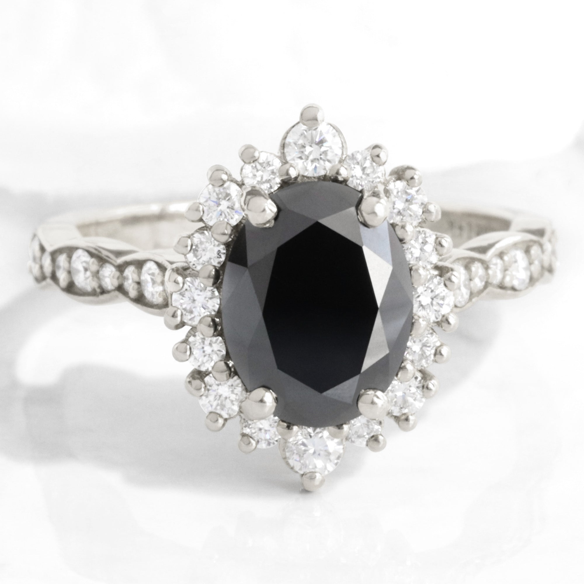 Large oval black diamond engagement ring white old halo black diamond ring la more design jewelry