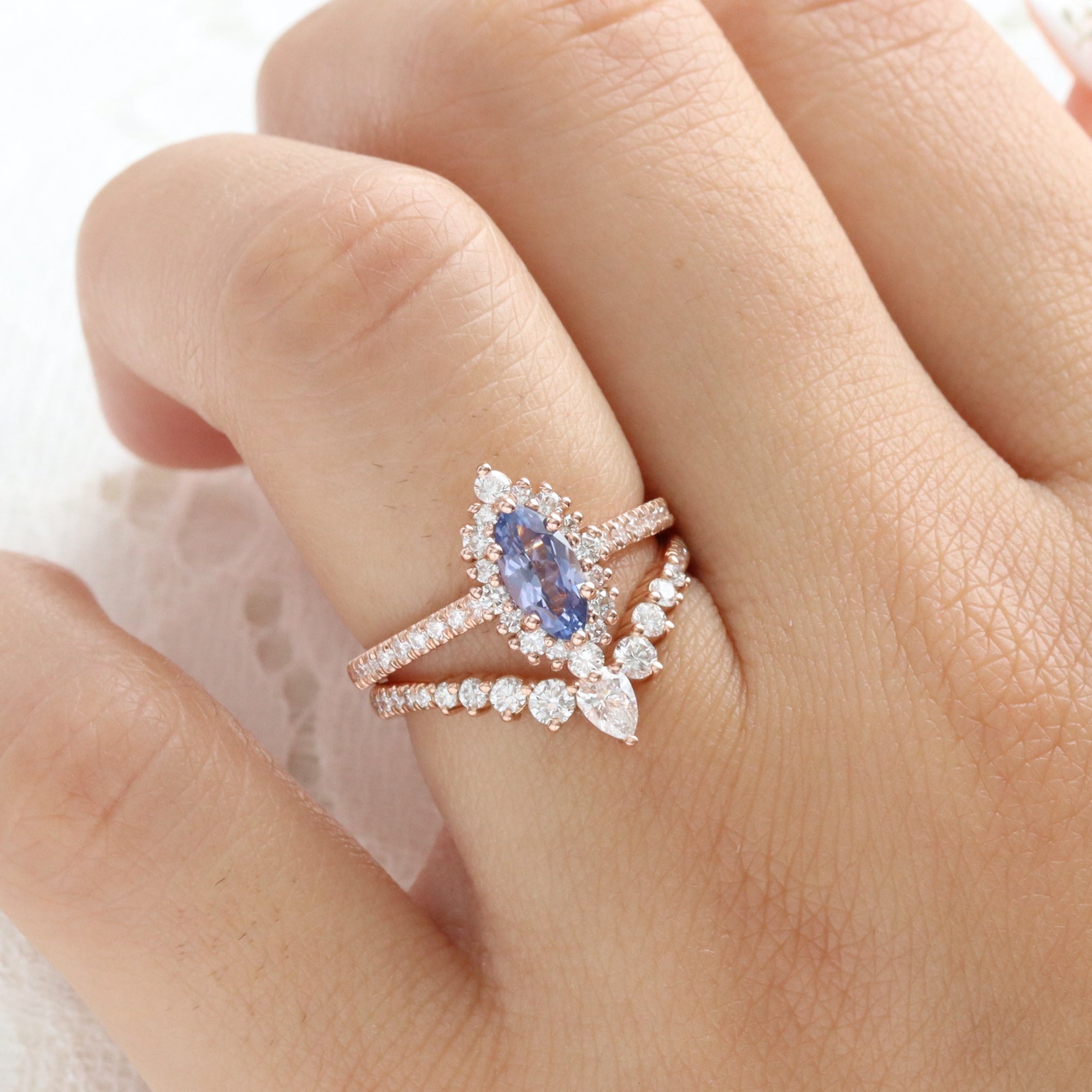 Marquise lavender sapphire ring rose gold halo diamond purple sapphire ring la more design jewelry