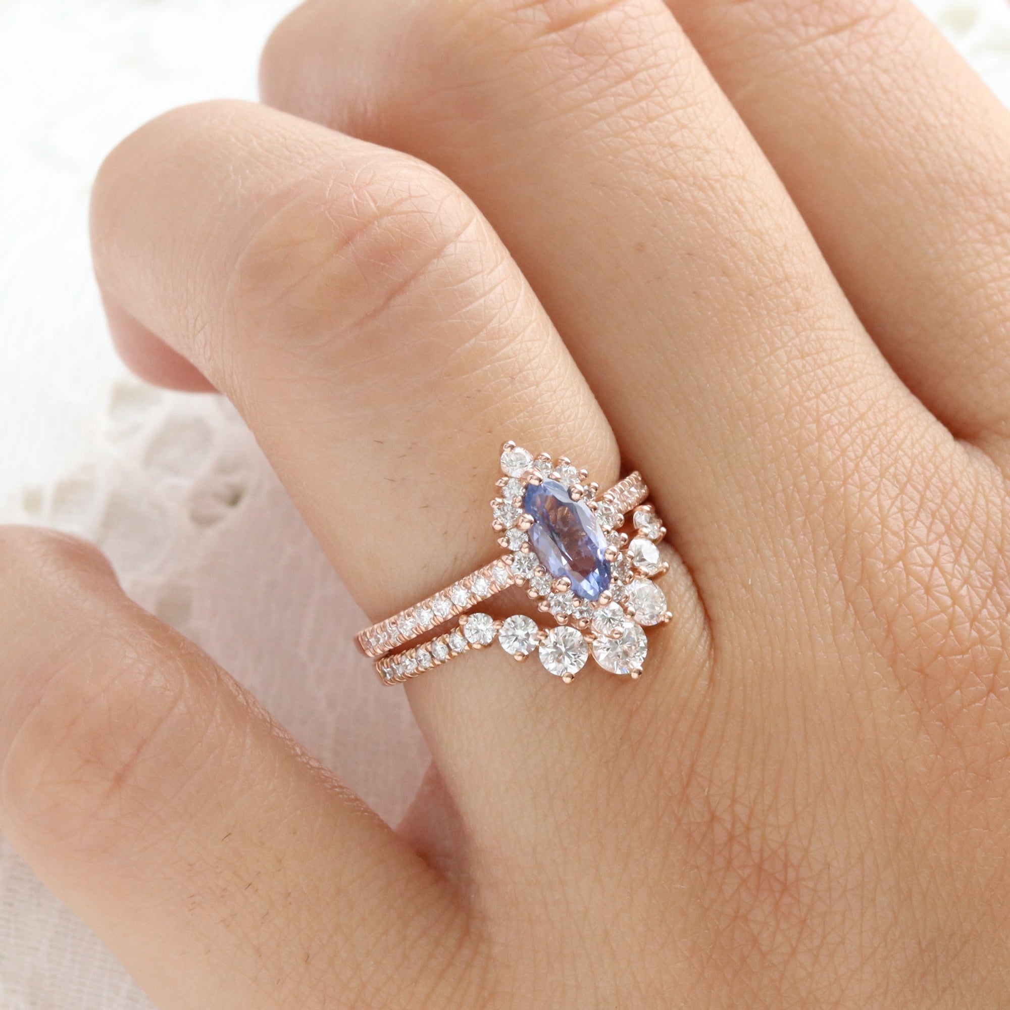 Marquise lavender sapphire ring rose gold halo diamond purple sapphire ring la more design jewelry