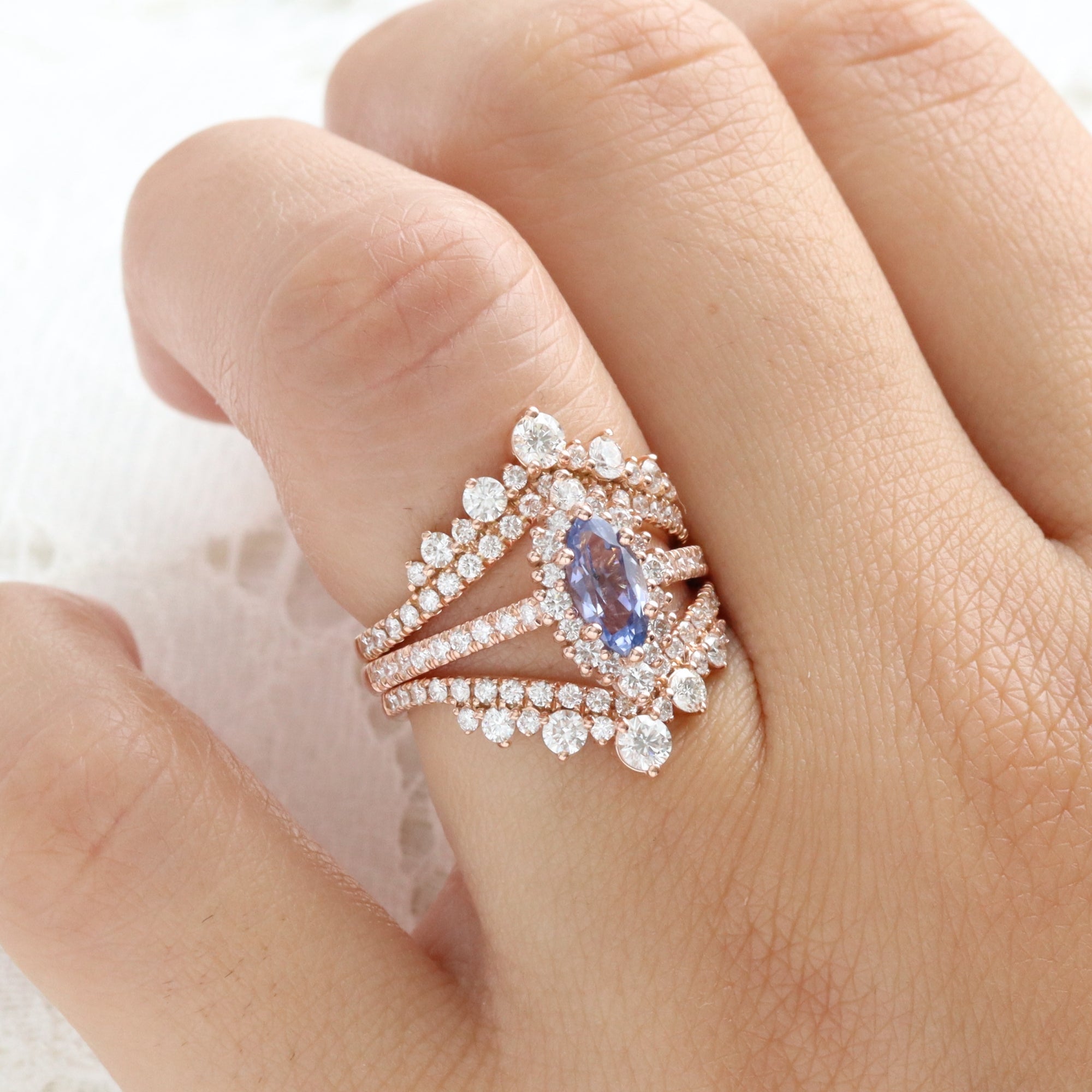 Marquise lavender sapphire ring rose gold halo diamond purple sapphire ring la more design jewelry