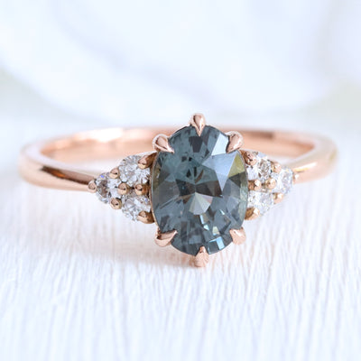 Alternative Grey Spinel Rings, Black Spinel Engagement Rings Rose Gold ...