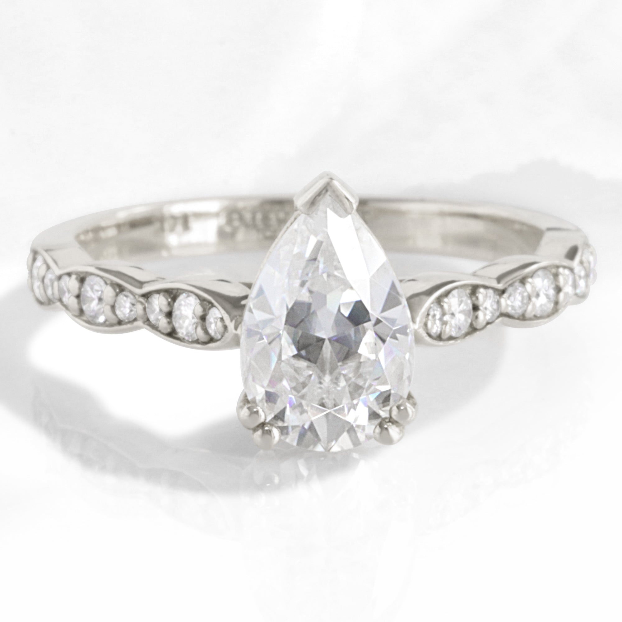 Pear moissanite diamond engagement ring white gold solitaire moissanite ring la more design jewelry