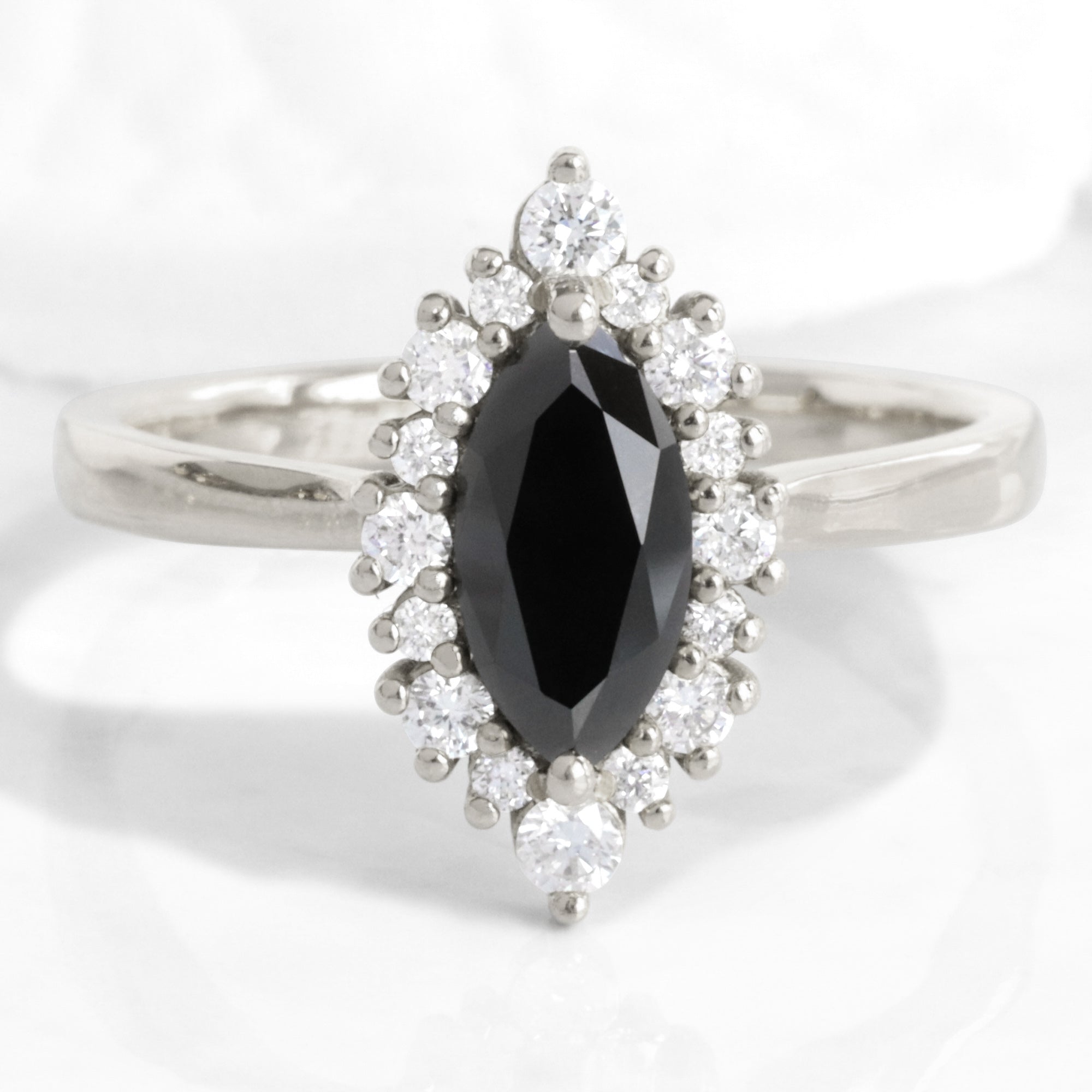 Unique marquise black diamond ring white gold black halo diamond engagement ring la more design jewelry