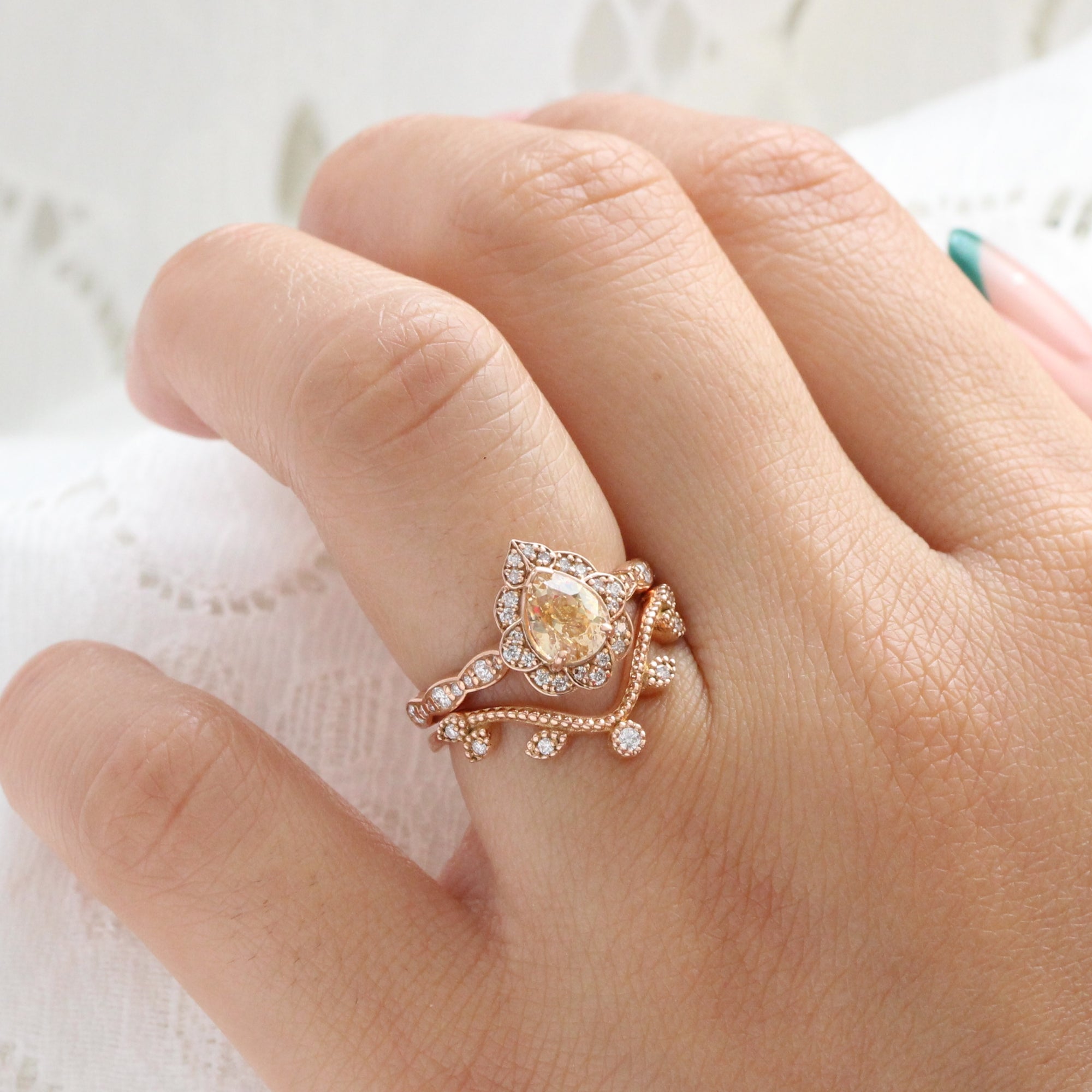 Vintage style store rose gold ring