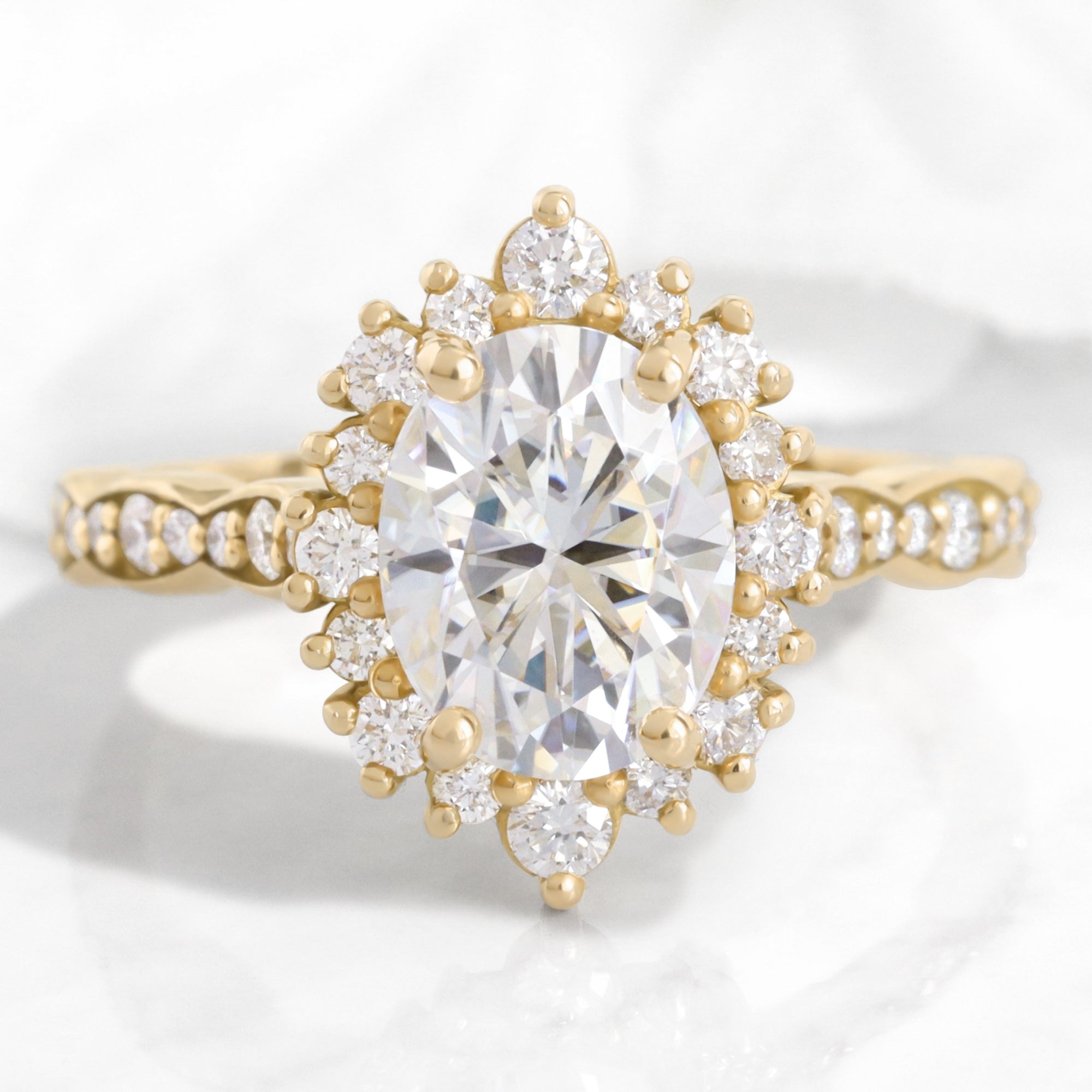 large oval moissanite engagement ring gold halo diamond moissanite ring la more design jewelry