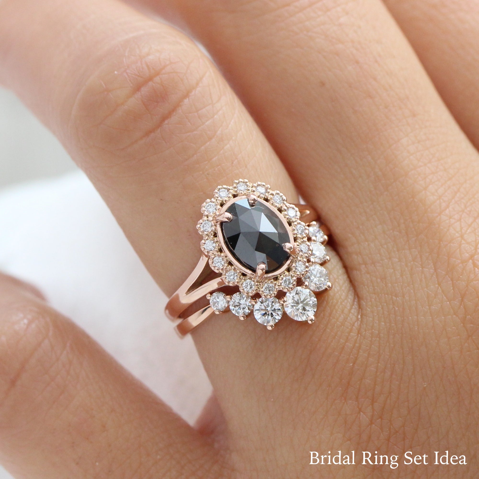 rose cut black diamond ring gold vintage halo ring la more design jewelry