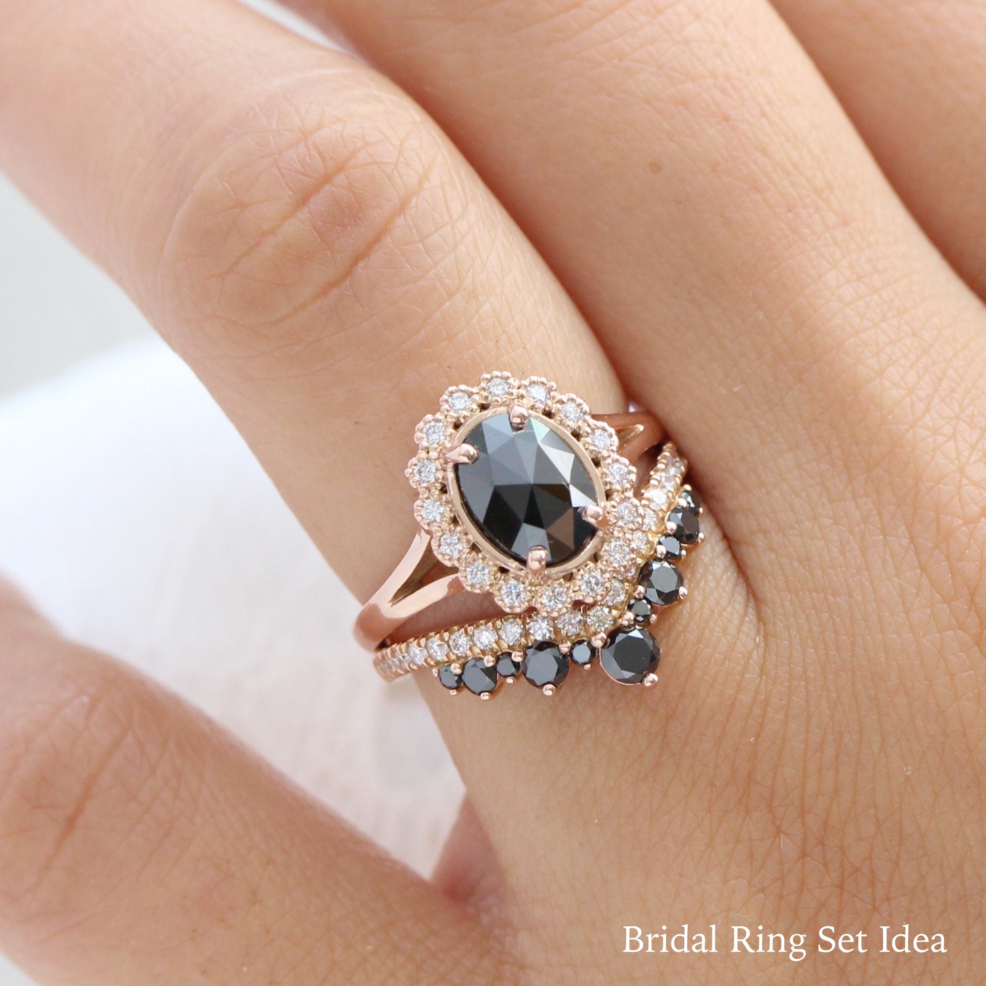 rose cut black diamond ring gold vintage halo ring la more design jewelry