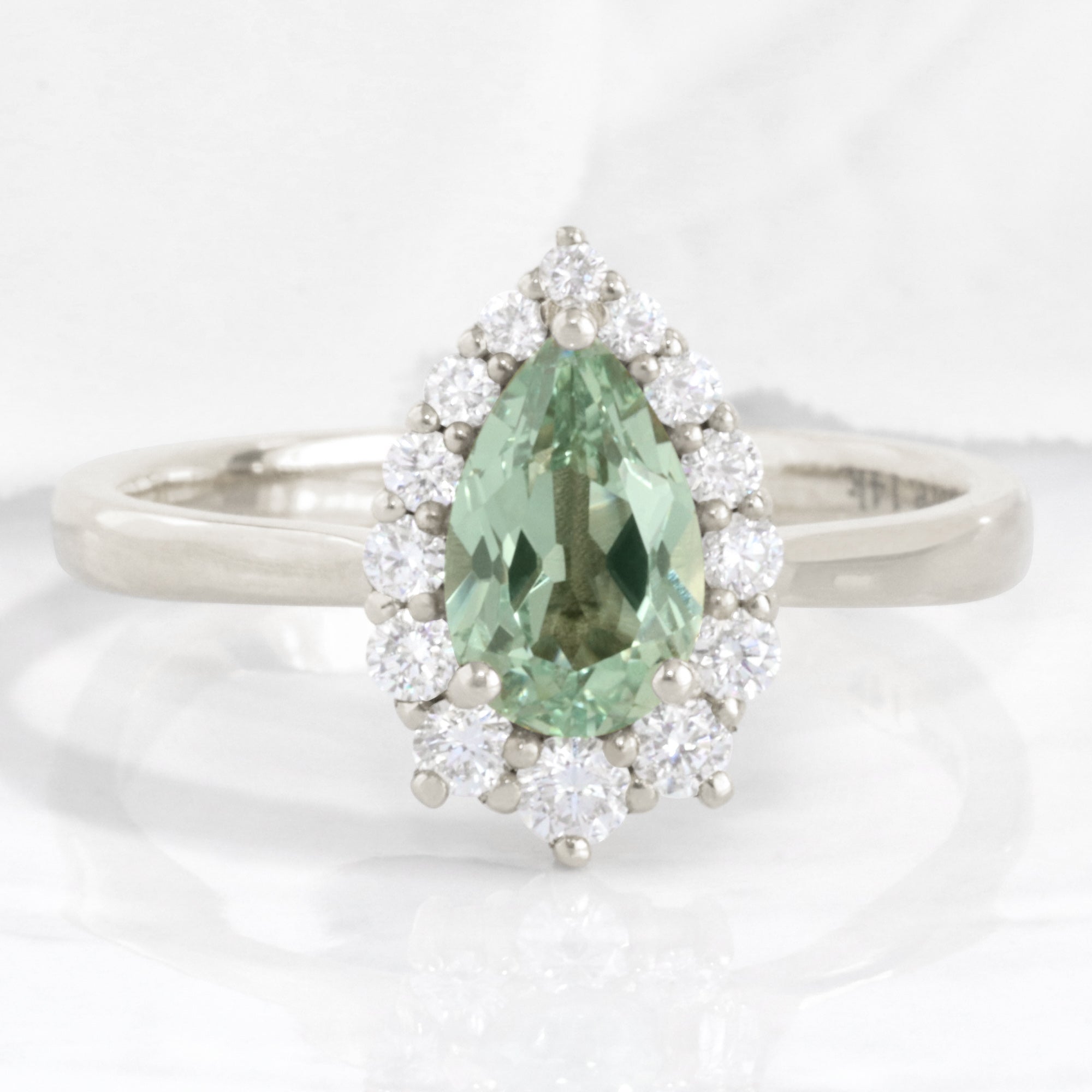 pear green sapphire engagement ring white gold halo diamond sapphire cluster ring la more design jewelry