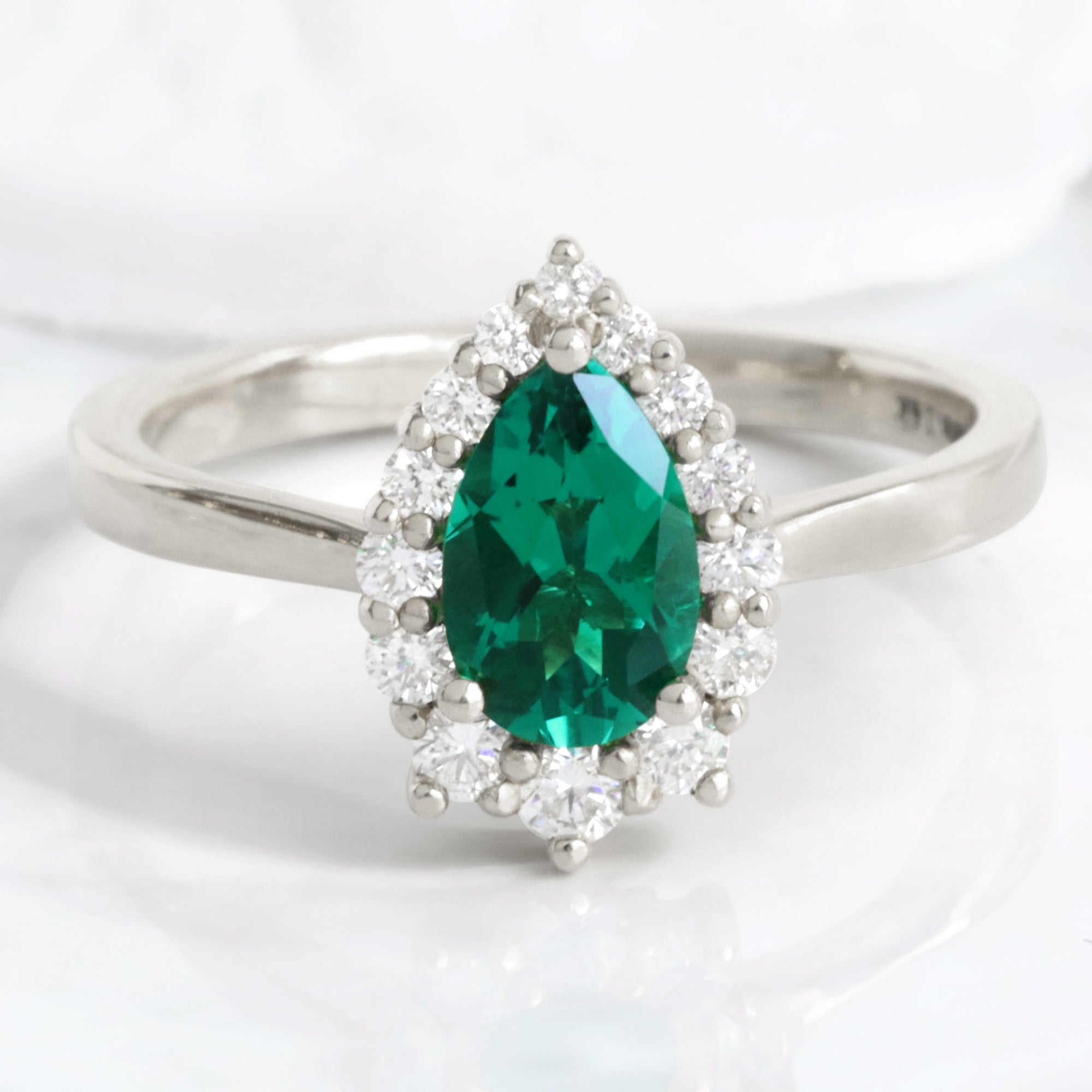 pear shaped emerald engagement ring white gold halo diamond emerald cluster ring la more design jewelry