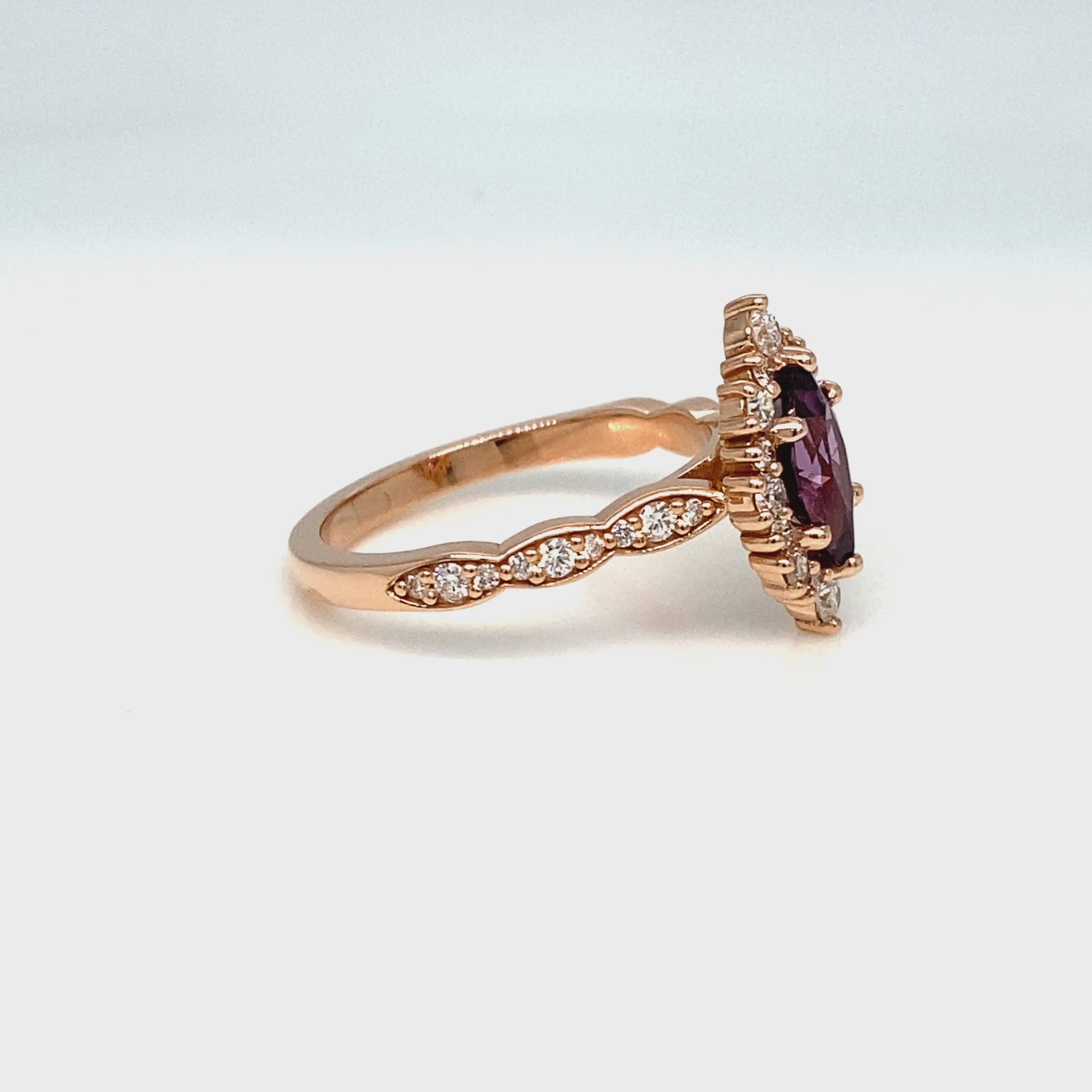 Marquise purple sapphire engagement ring rose gold halo diamond sapphire ring la more design jewelry