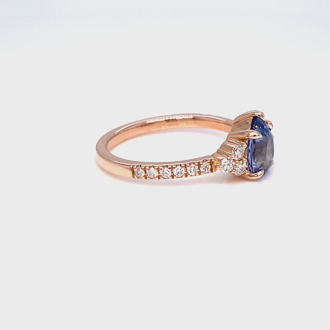 Pear Ceylon Blue Sapphire Engagement Ring Gold 3 Stone Diamond