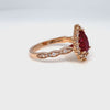 Large pear ruby engagement ring rose gold halo diamond ruby ring la more design jewelry