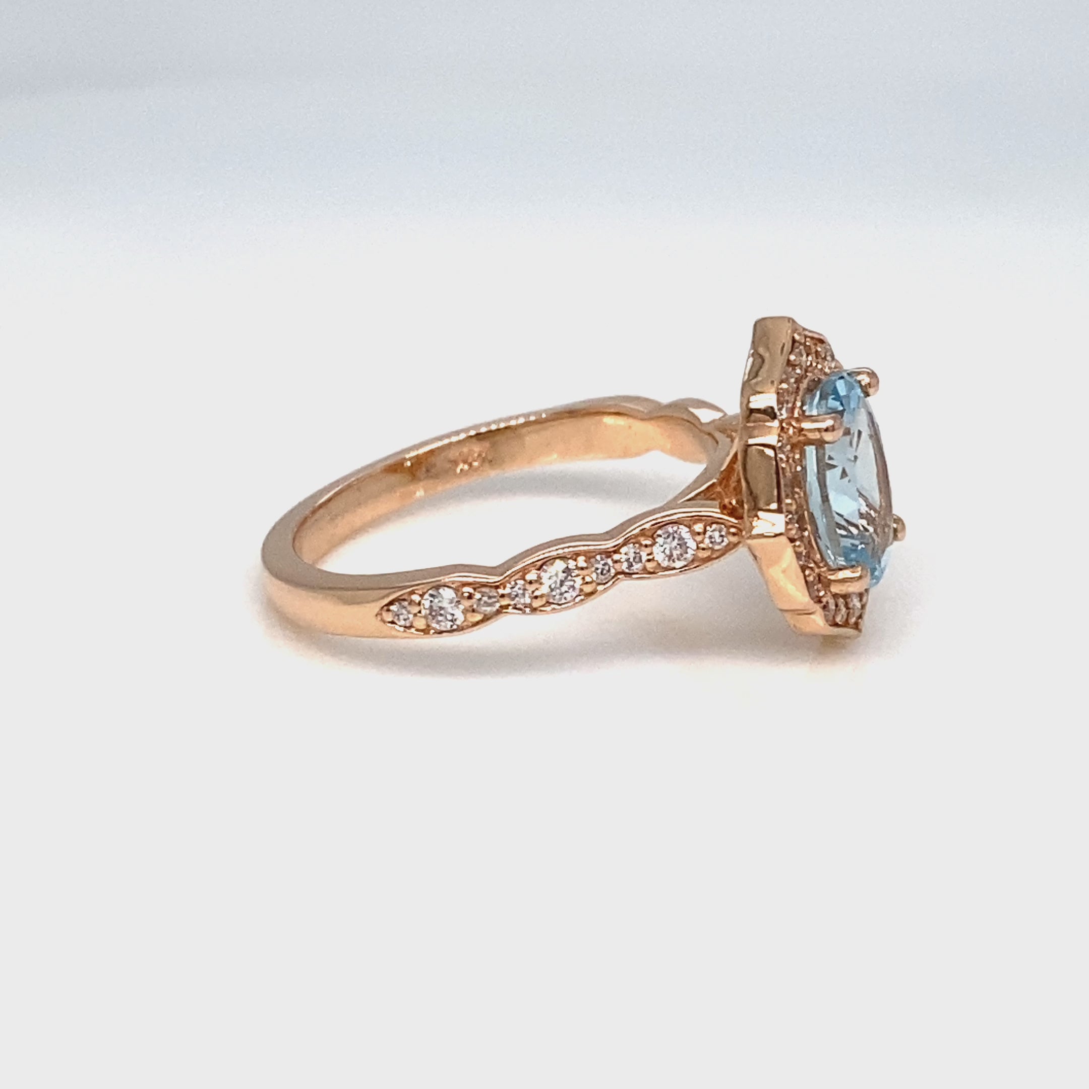 oval aquamarine engagement ring rose gold vintage halo diamond aqua ring la more design jewelry