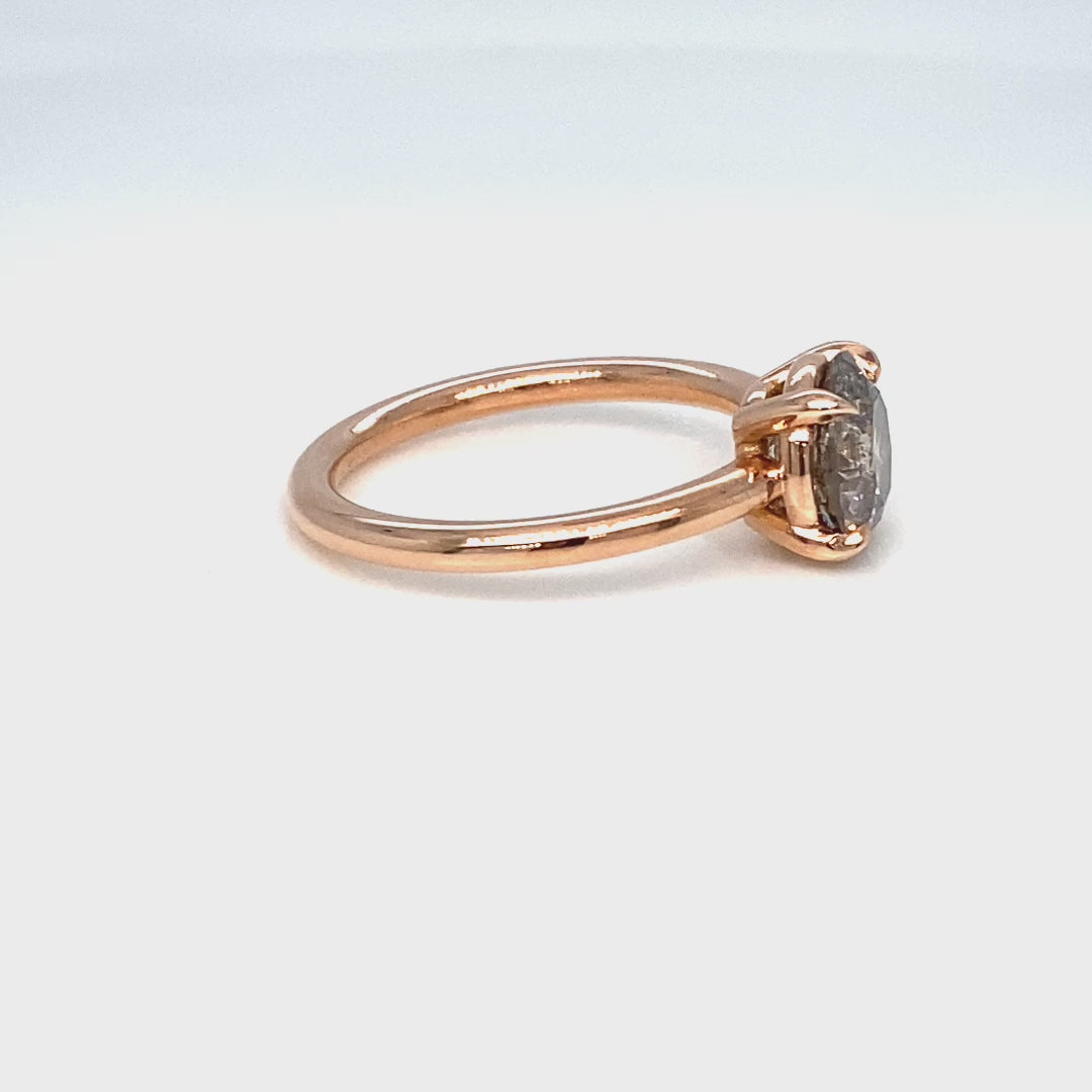 Large salt and pepper diamond ring rose gold solitaire grey diamond ring la more design jewelry