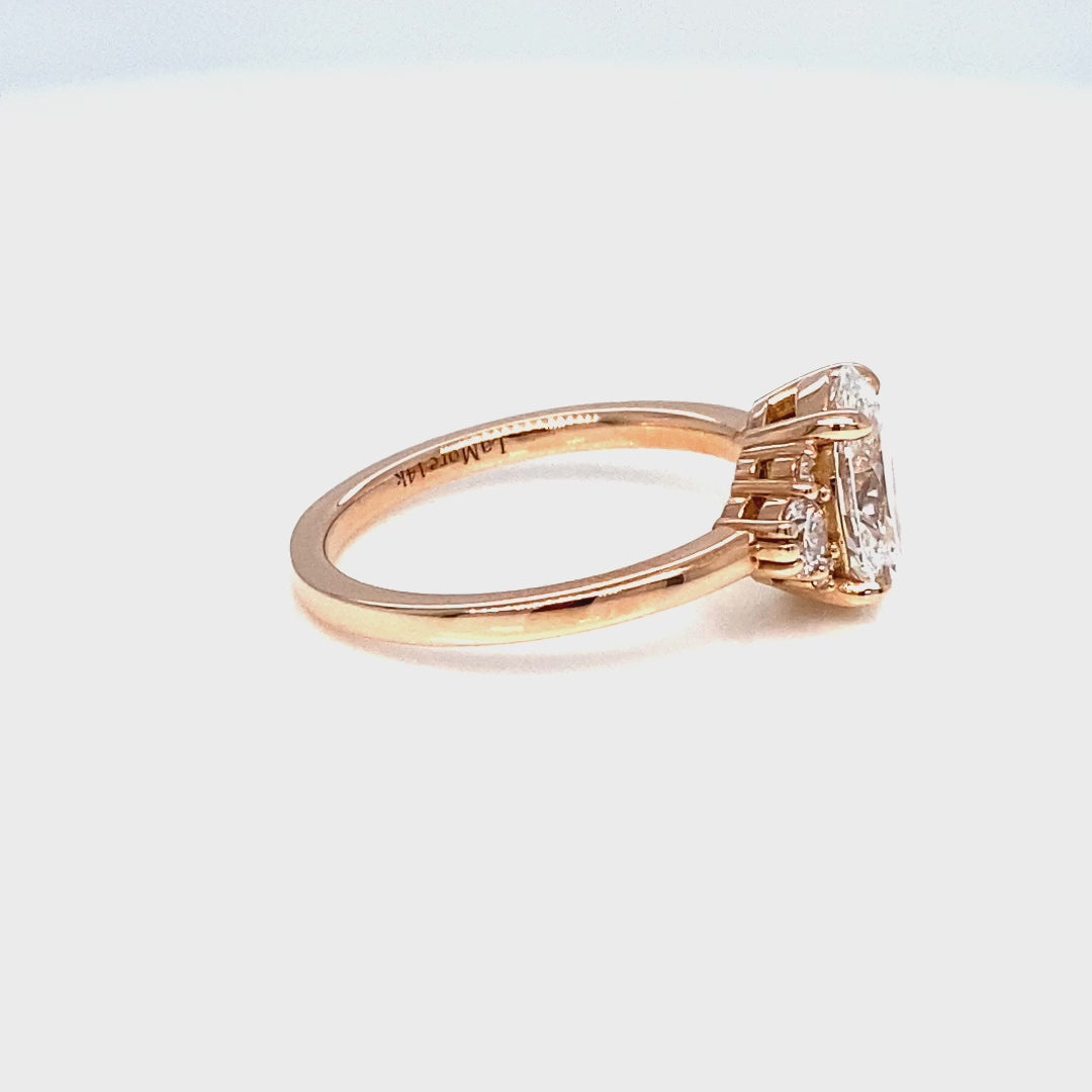 large lab diamond 3 stone ring rose gold oval diamond cluster ring la more design jewelry