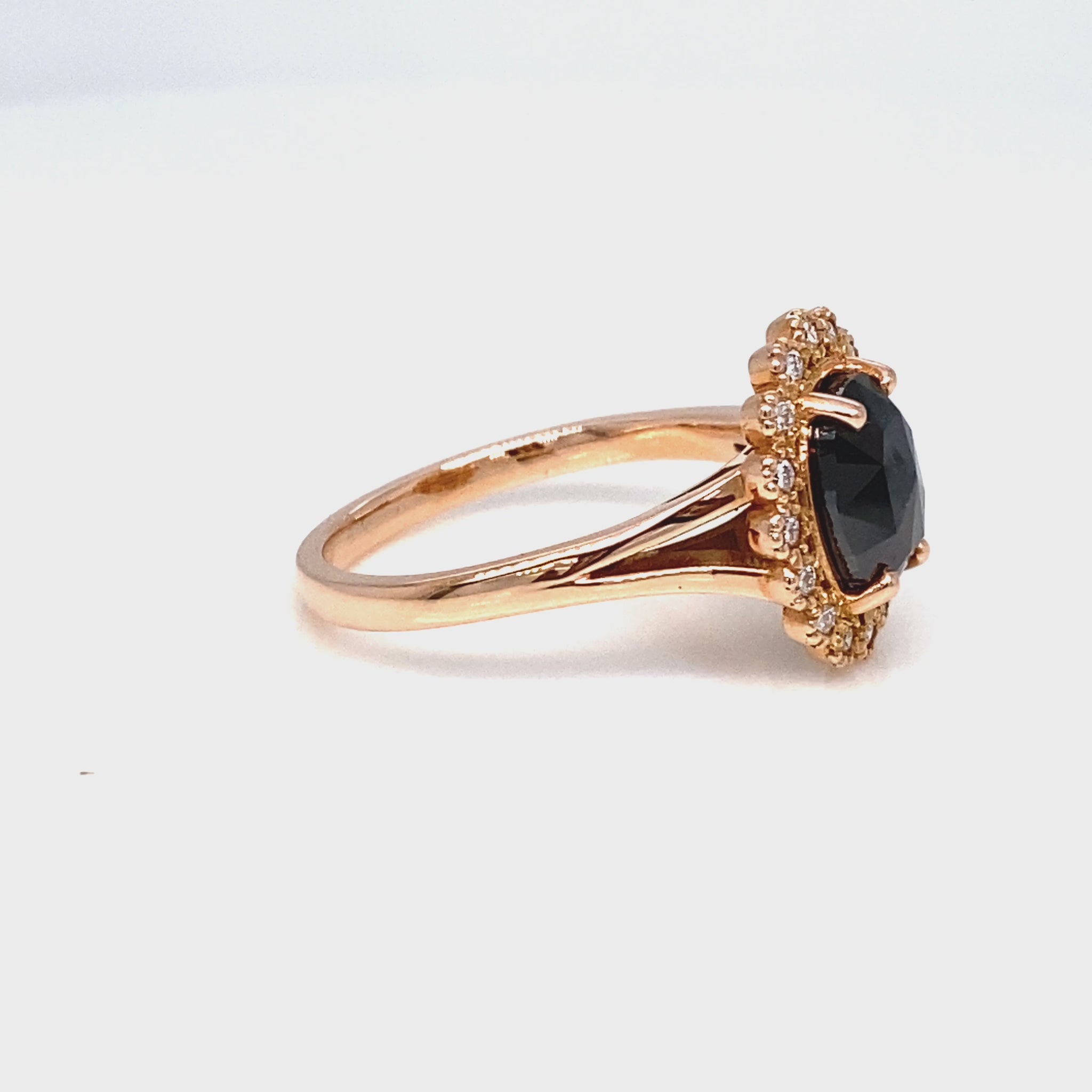 rose cut black diamond ring gold vintage halo ring la more design jewelry