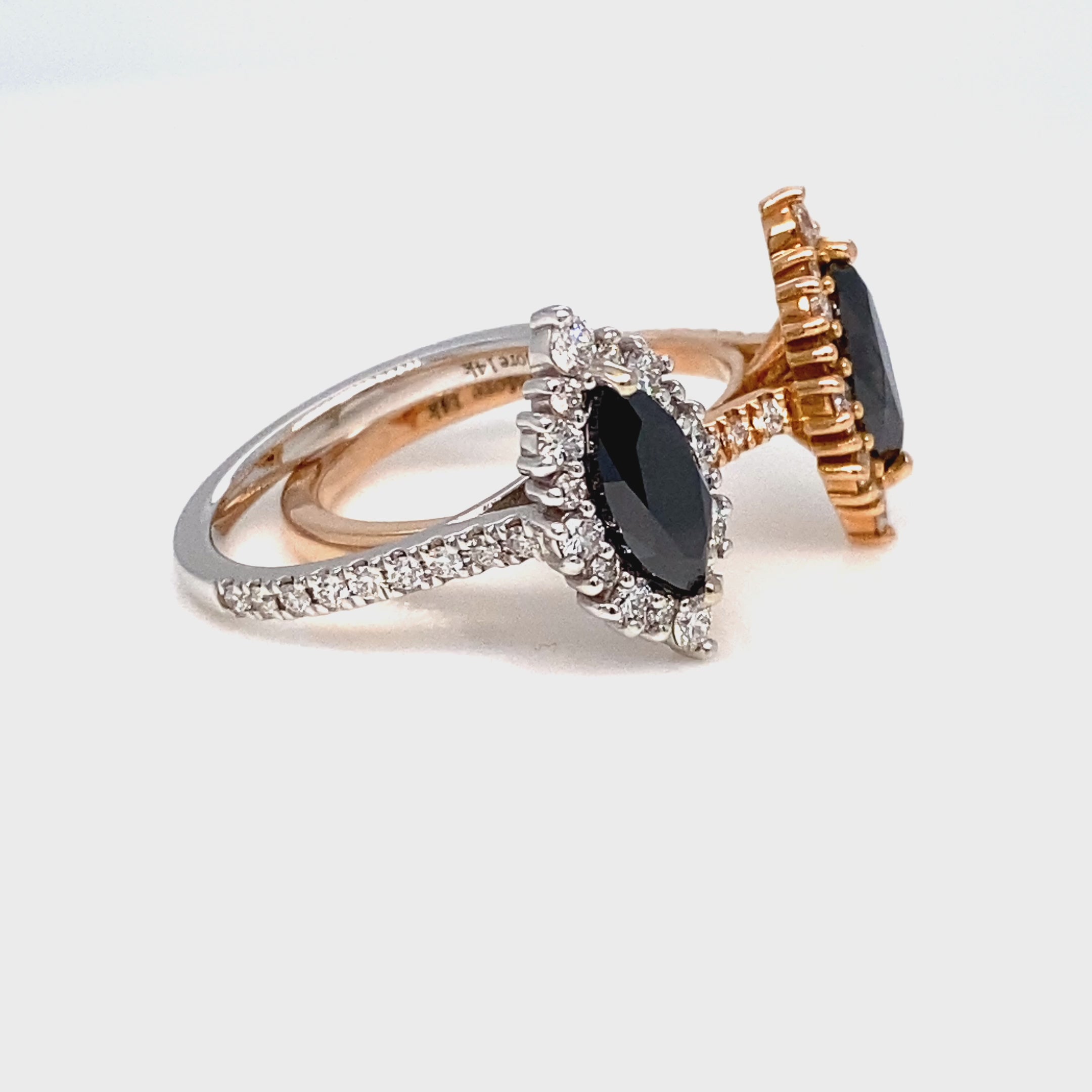 Marquise natural black diamond engagement ring rose gold halo diamond ring la more design jewelry