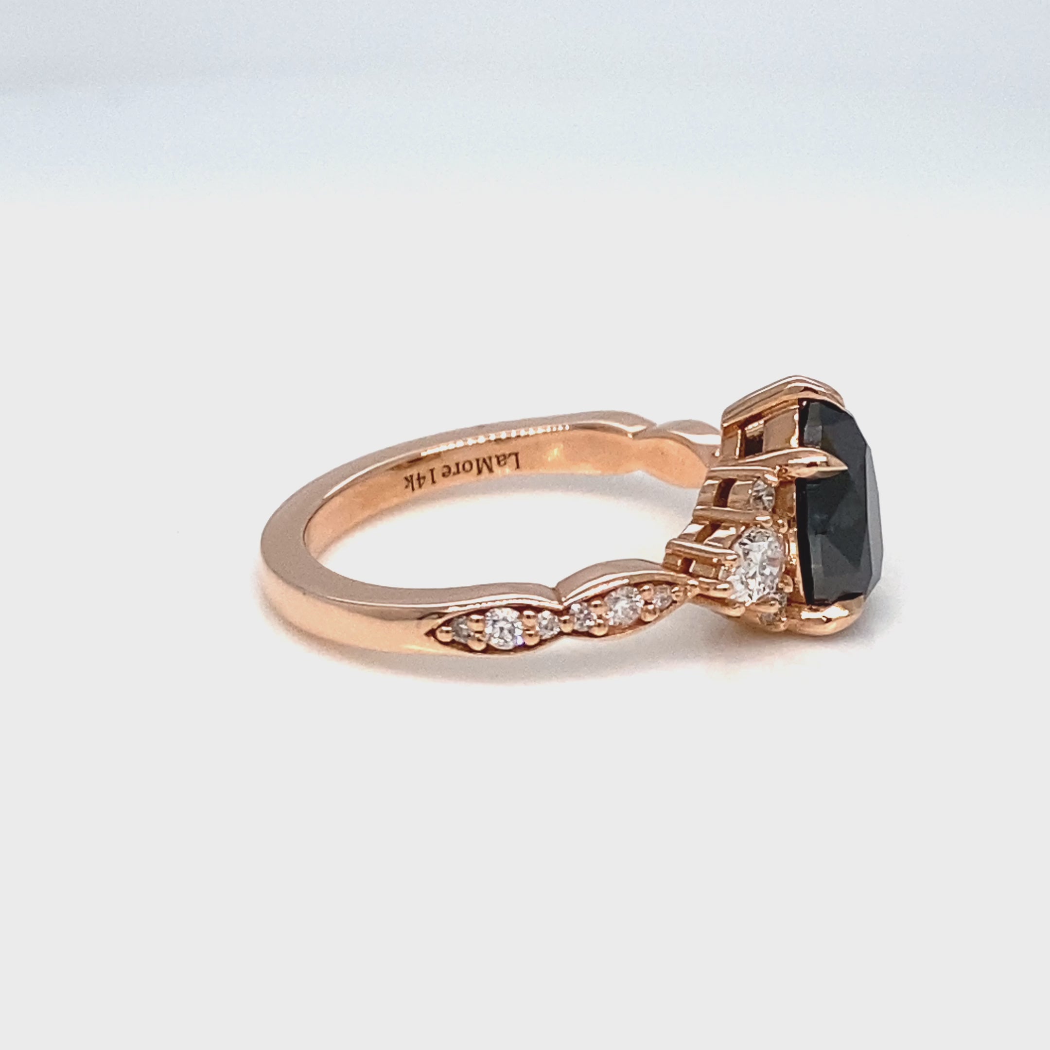 Pear black diamond engagement ring rose gold 3 stone black diamond cluster ring la more design jewelry