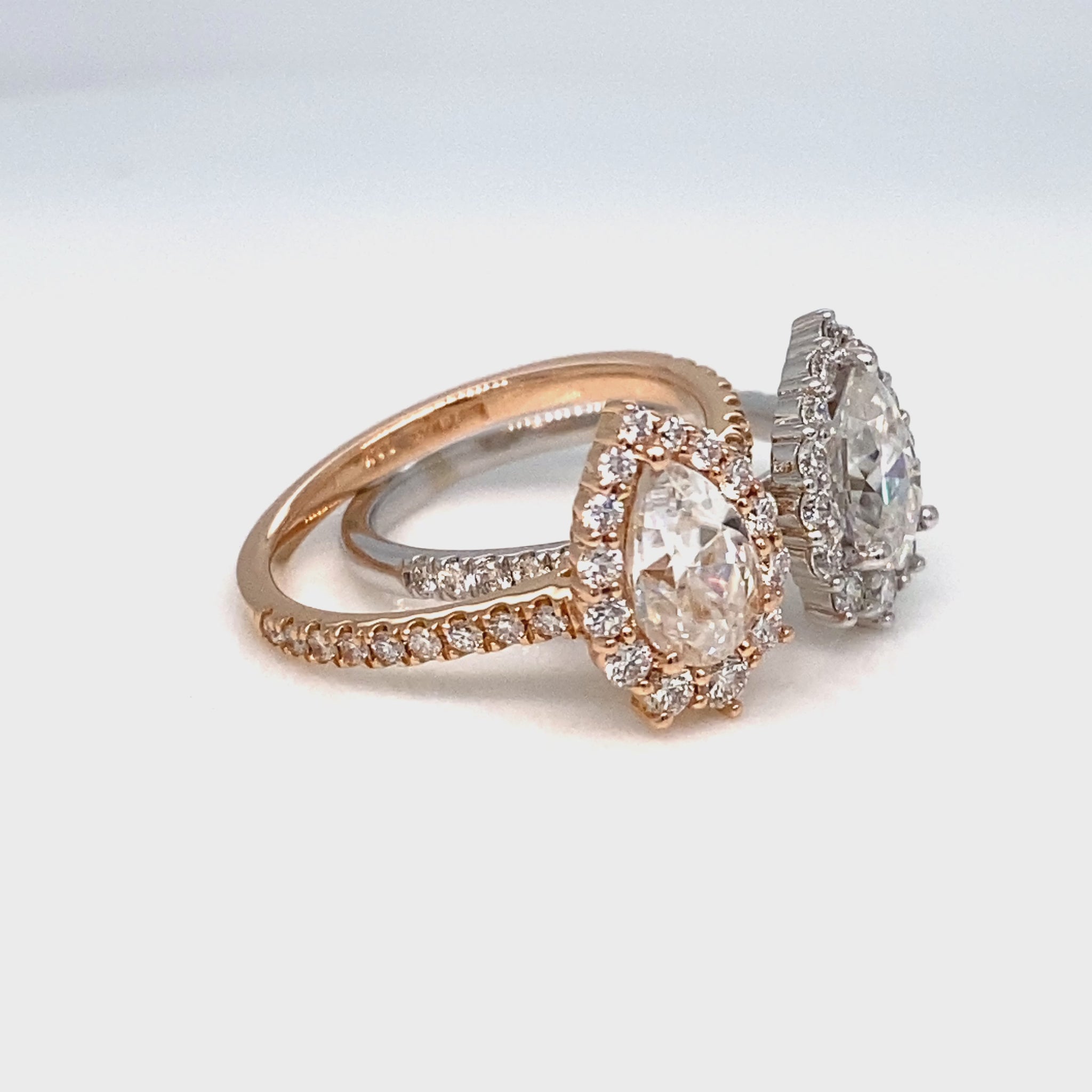 Pear moissanite engagement ring rose gold halo diamond moissanite ring La More Design Jewelry