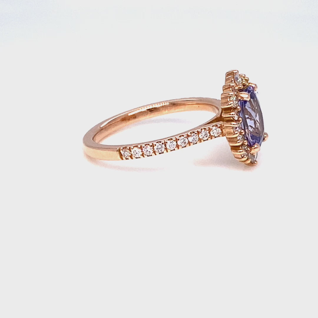 Cushion lavender sapphire ring rose gold halo diamond sapphire engagement ring la more design jewelry