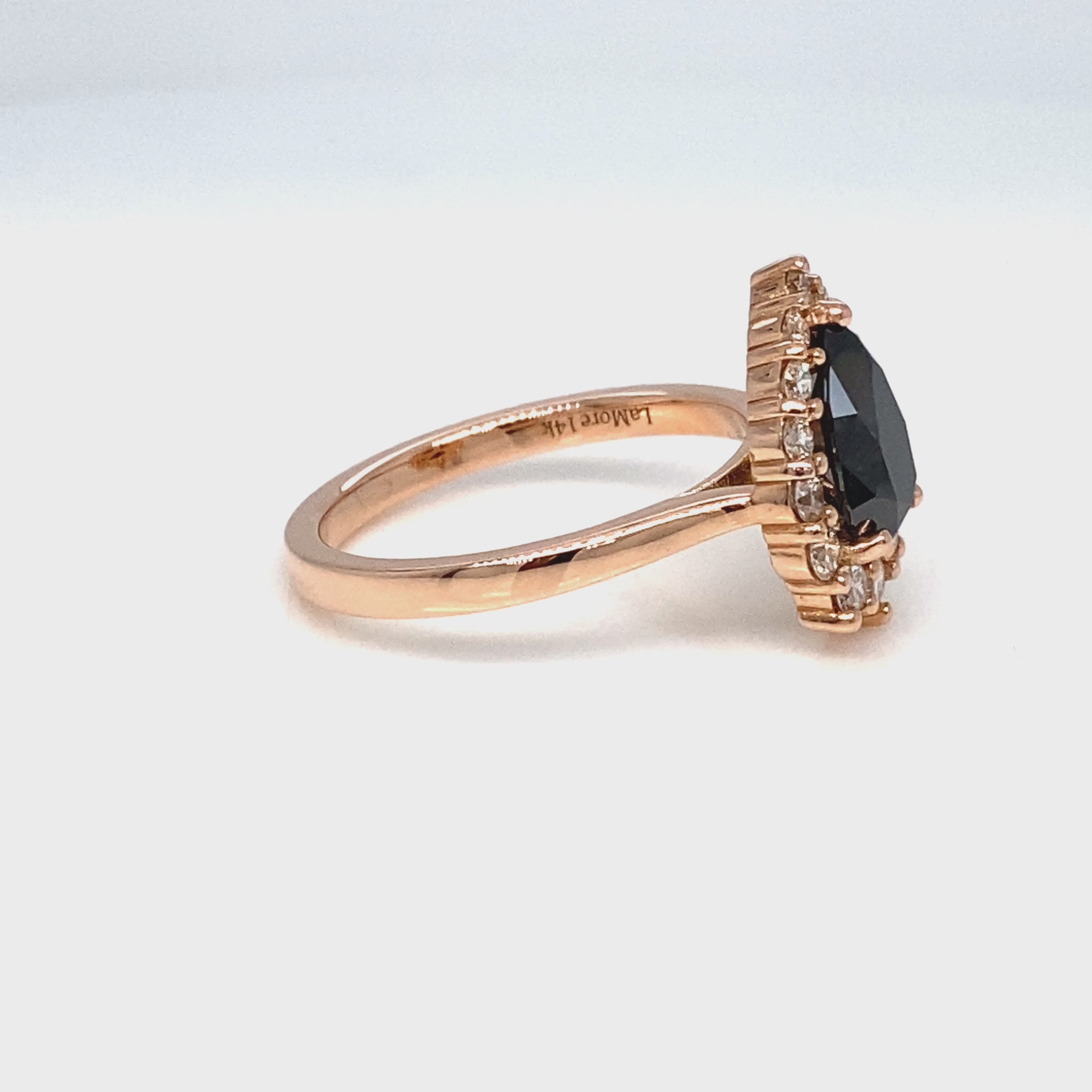 Pear black diamond engagement ring rose gold halo diamond pear ring pear cluster la more design jewelry