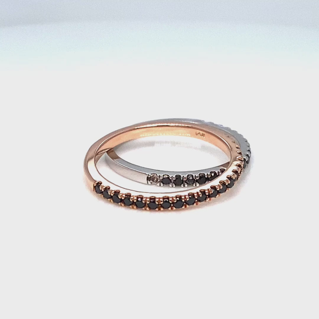 Pave black diamond ring rose gold half eternity diamond wedding band la more design jewelry